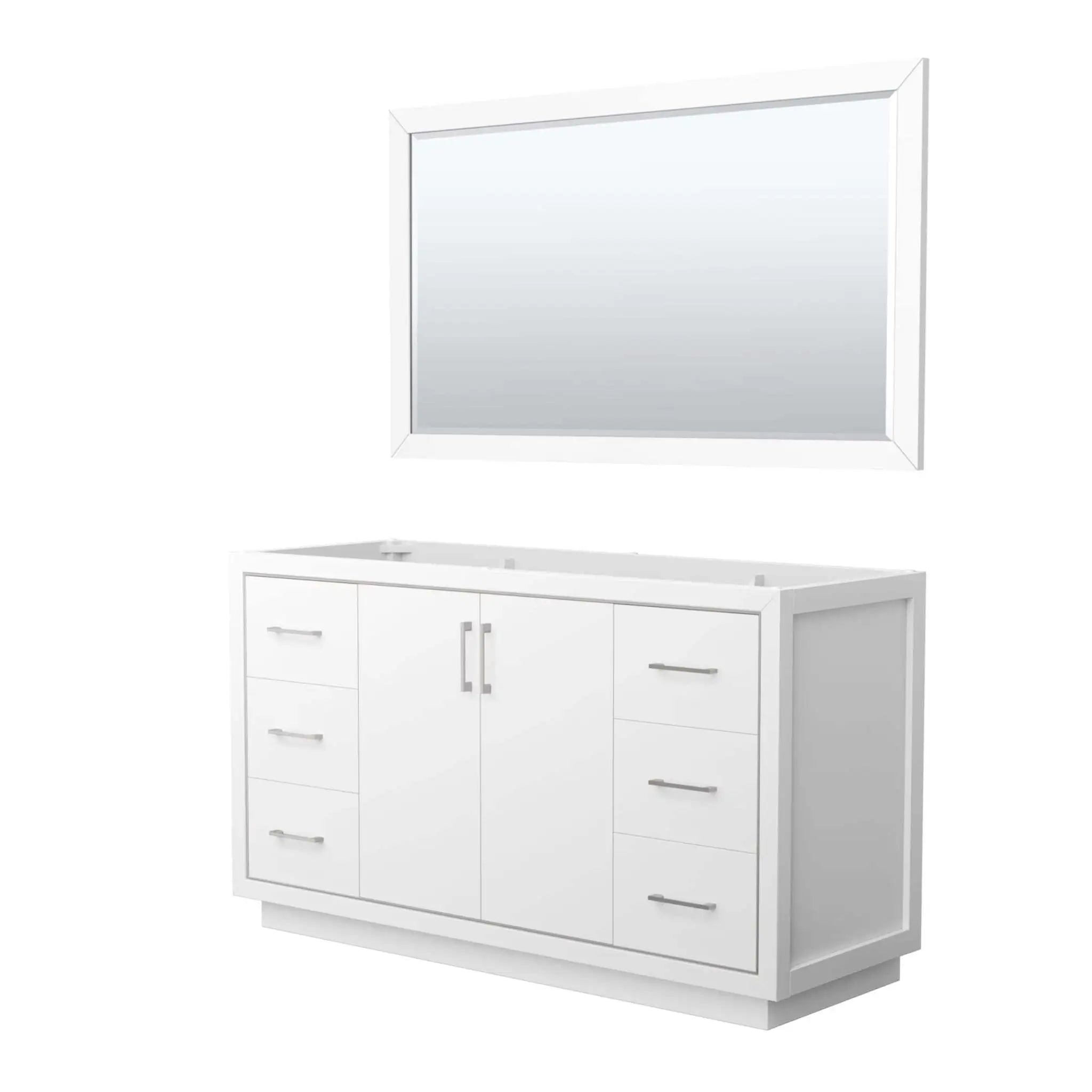 60" Icon Single Bathroom Vanity in White with Brushed Nickel Trim & 58" Mirror by Wyndham