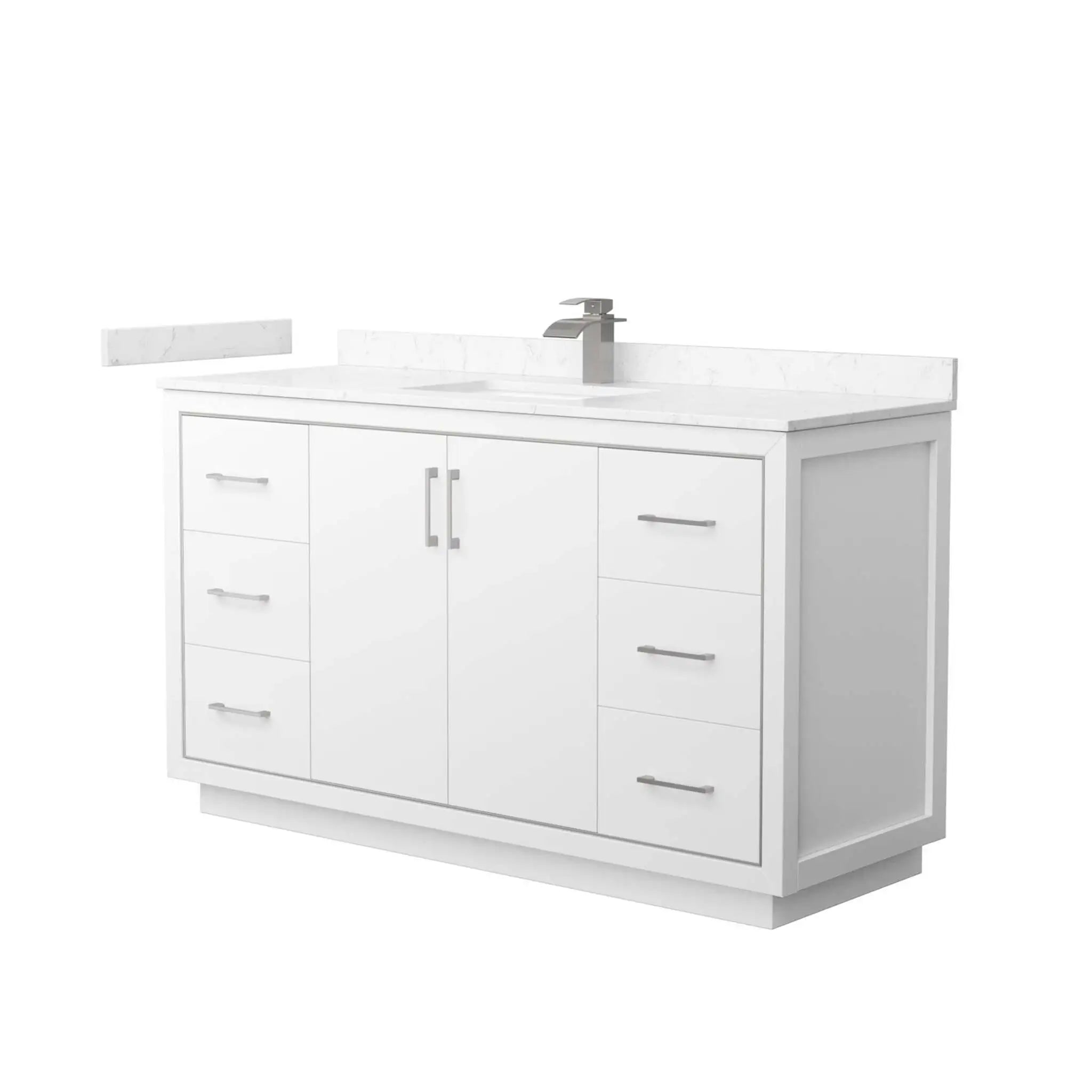 60" Icon Single Bathroom Vanity in White with Brushed Nickel Trim by Wyndham