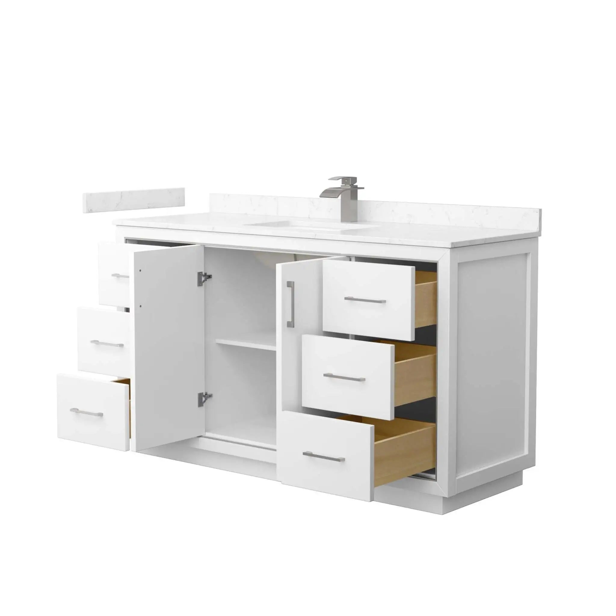 60" Icon Single Bathroom Vanity in White with Brushed Nickel Trim by Wyndham