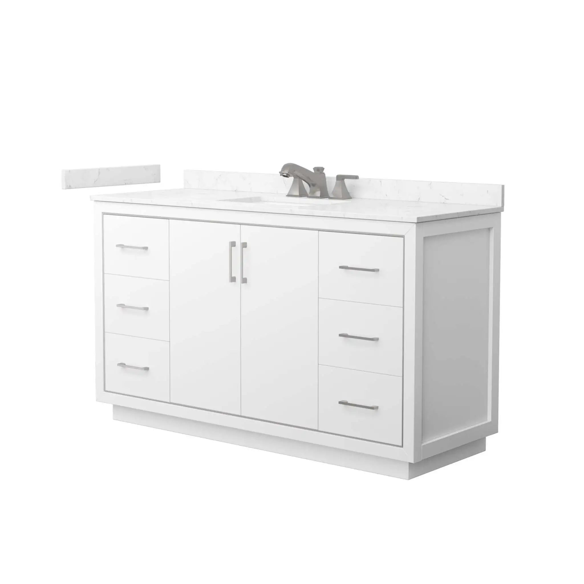 60" Icon Single Bathroom Vanity in White with Brushed Nickel Trim by Wyndham