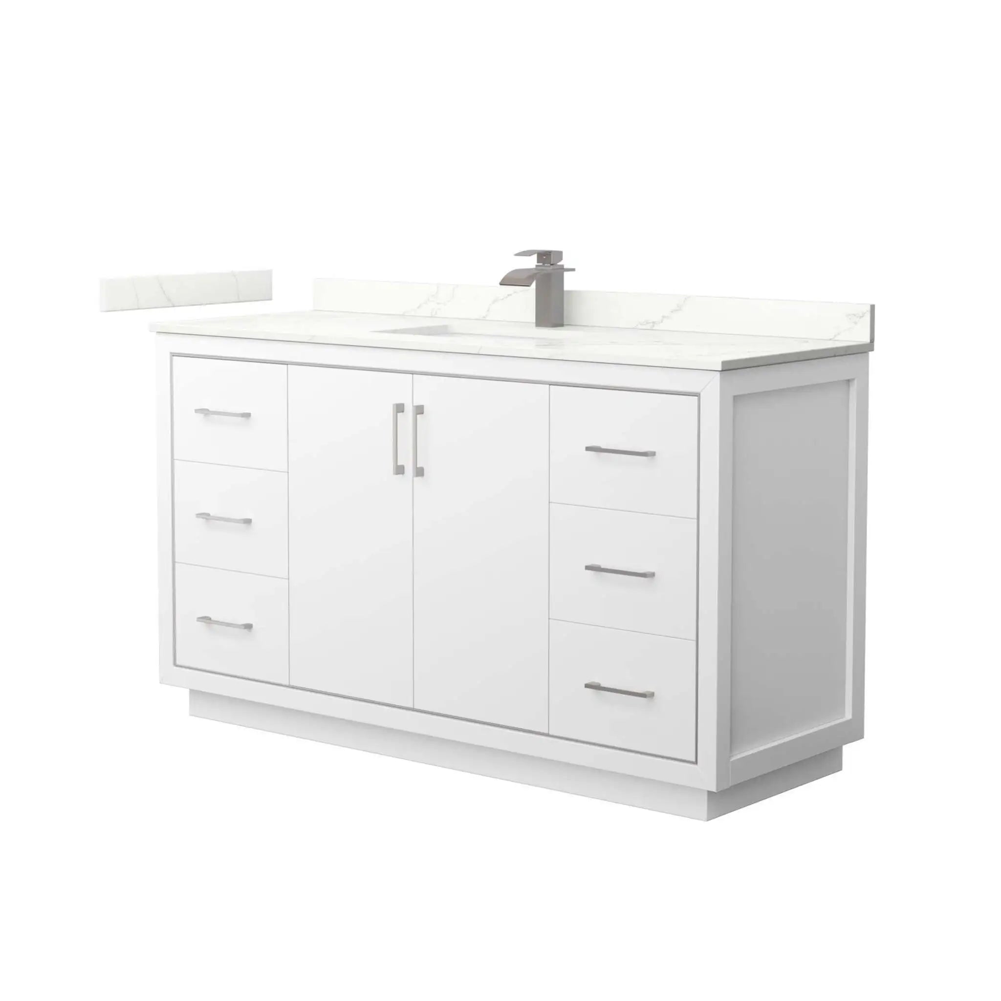 60" Icon Single Bathroom Vanity in White with Brushed Nickel Trim by Wyndham