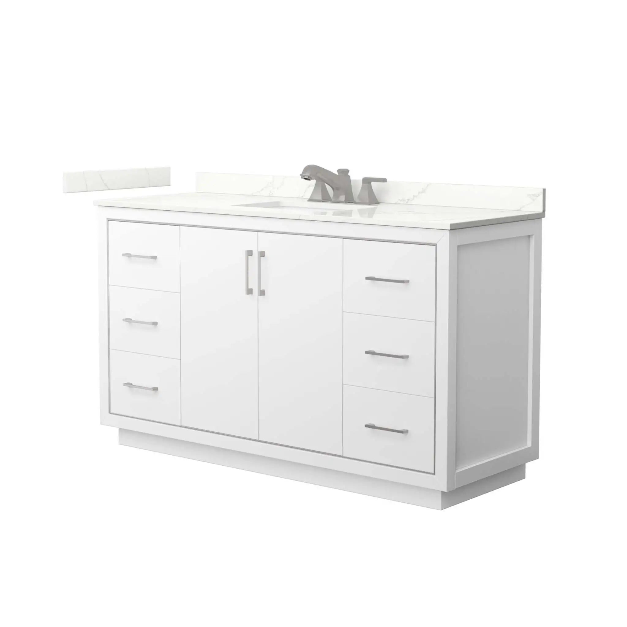 60" Icon Single Bathroom Vanity in White with Brushed Nickel Trim by Wyndham