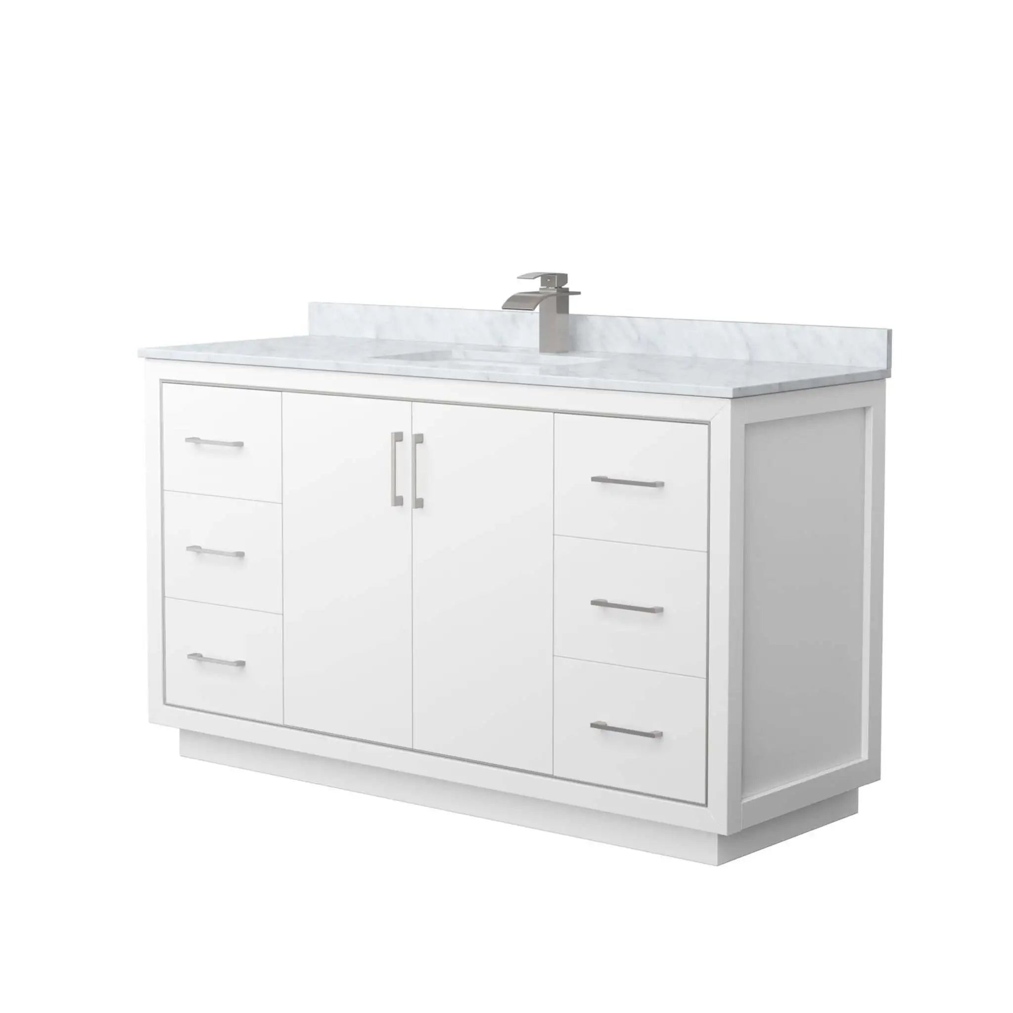60" Icon Single Bathroom Vanity in White with Brushed Nickel Trim by Wyndham