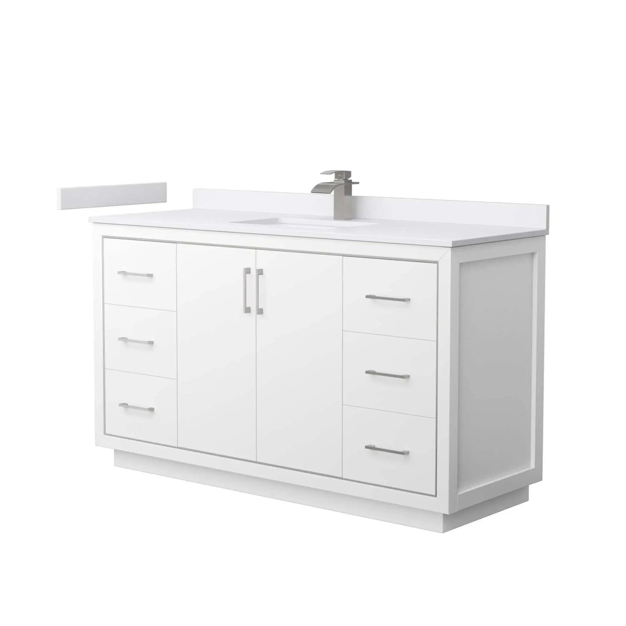 60" Icon Single Bathroom Vanity in White with Brushed Nickel Trim by Wyndham