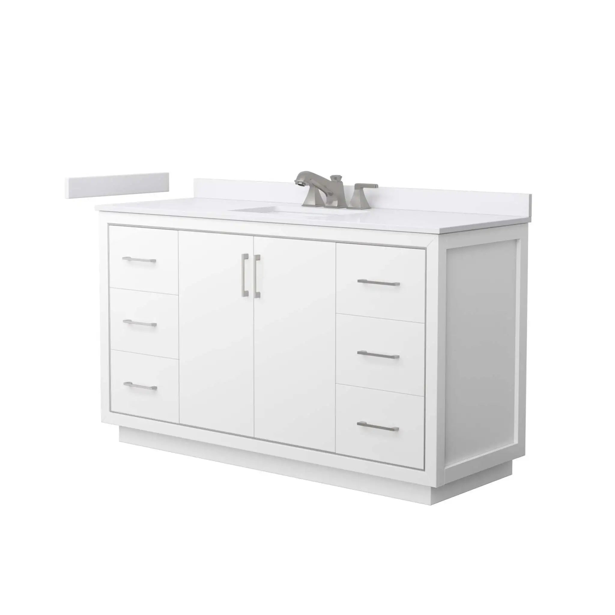 60" Icon Single Bathroom Vanity in White with Brushed Nickel Trim by Wyndham