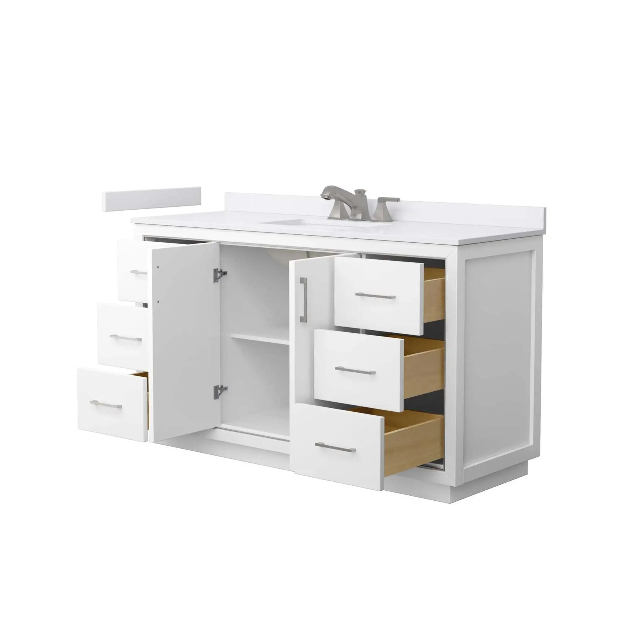 60" Icon Single Bathroom Vanity in White with Brushed Nickel Trim by Wyndham