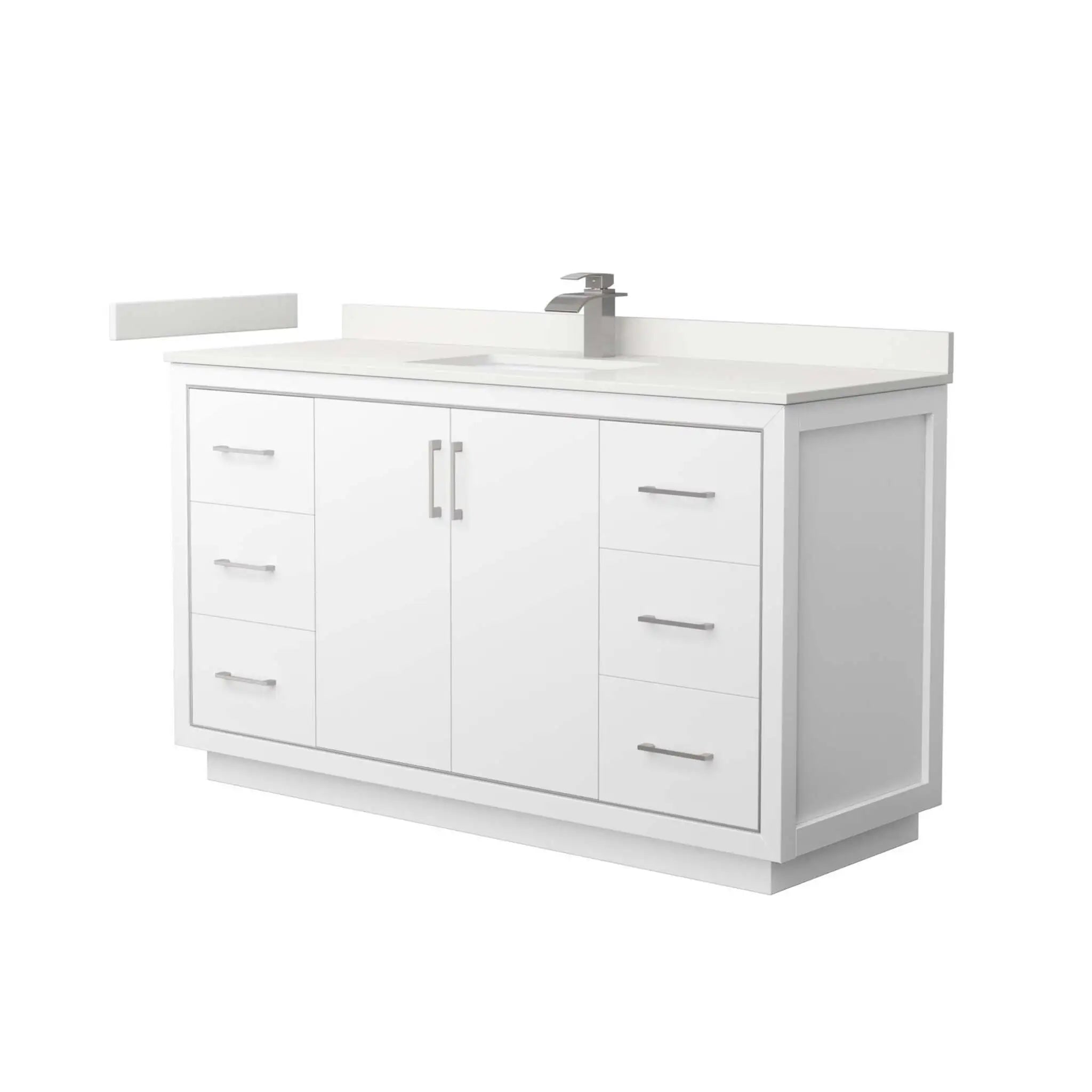 60" Icon Single Bathroom Vanity in White with Brushed Nickel Trim by Wyndham