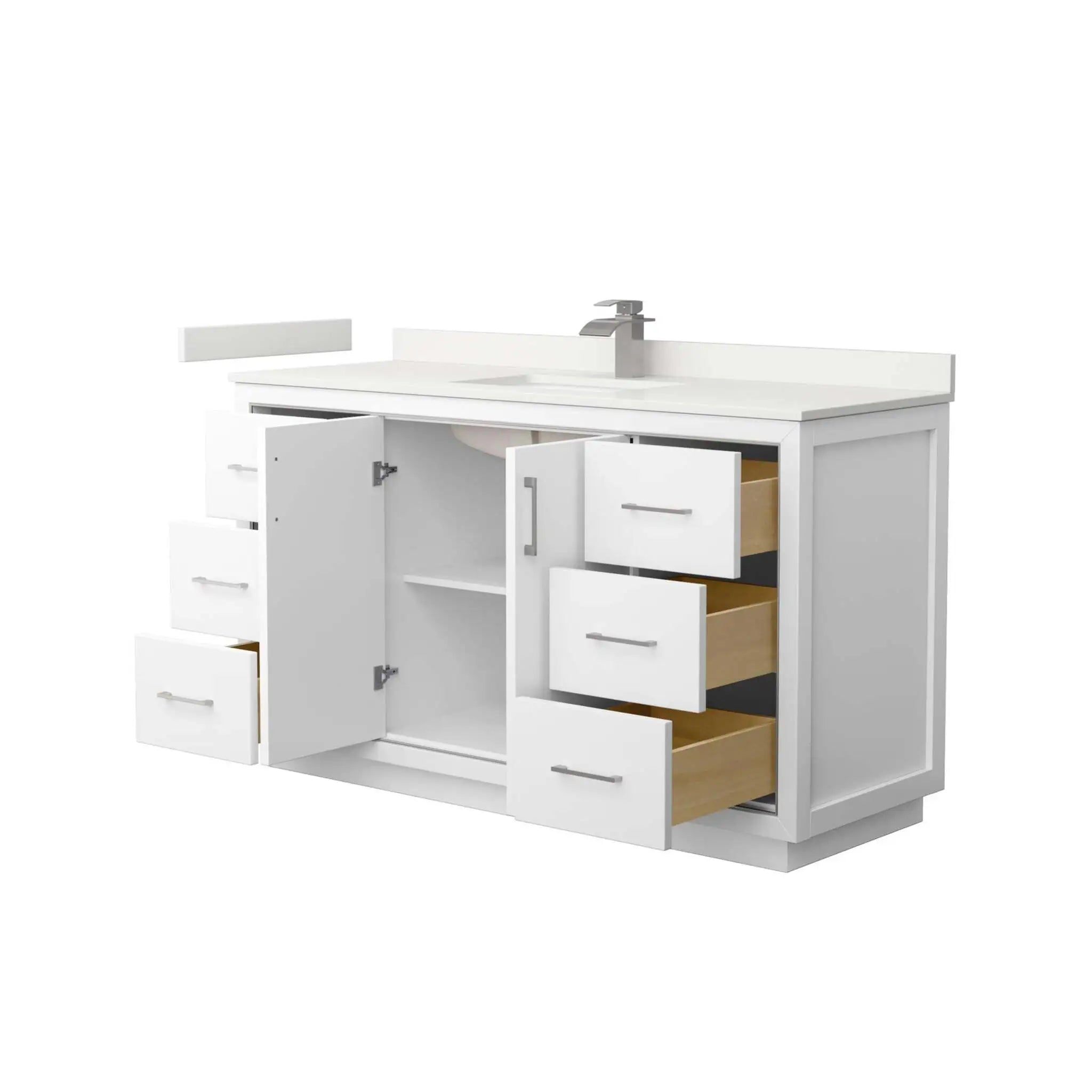60" Icon Single Bathroom Vanity in White with Brushed Nickel Trim by Wyndham