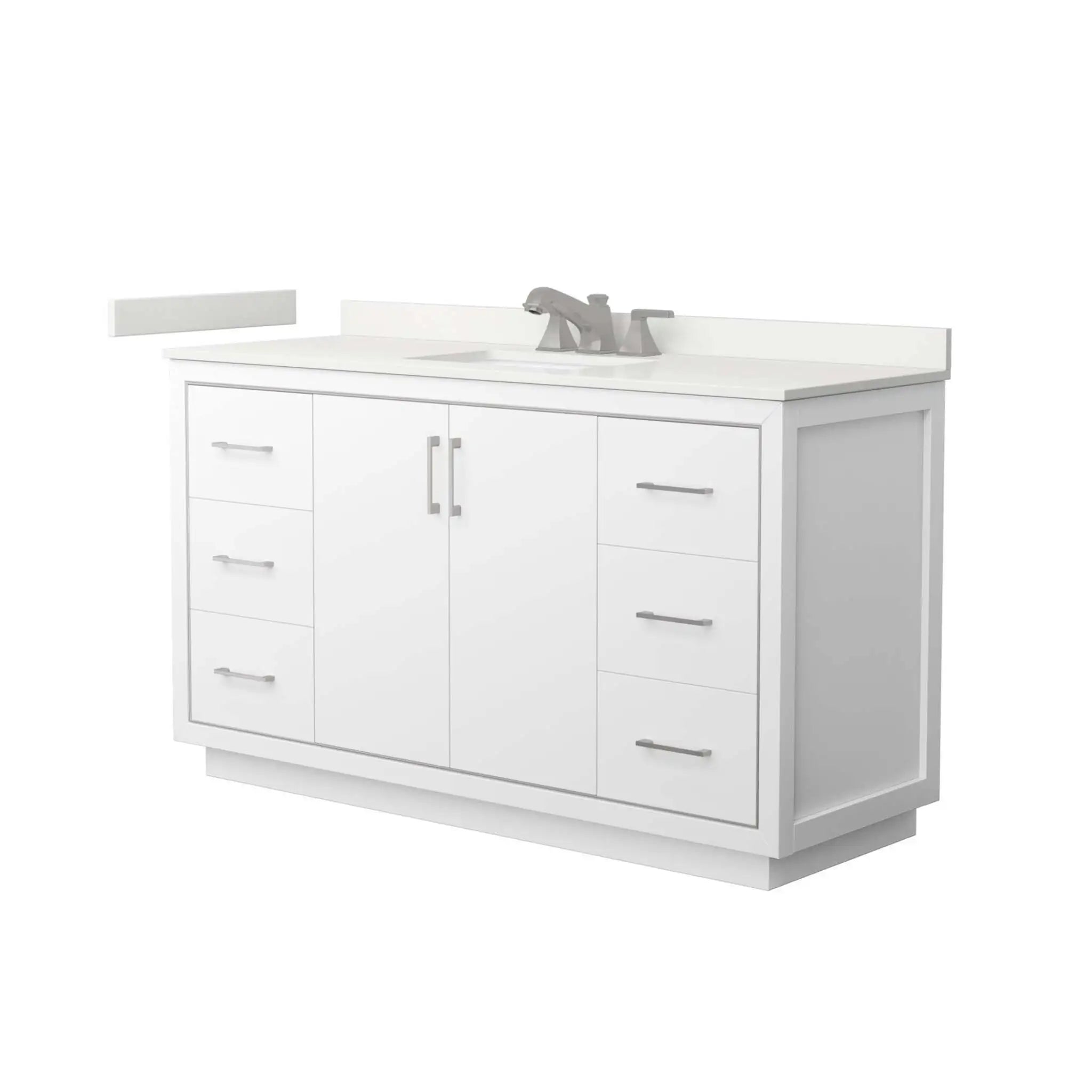 60" Icon Single Bathroom Vanity in White with Brushed Nickel Trim by Wyndham