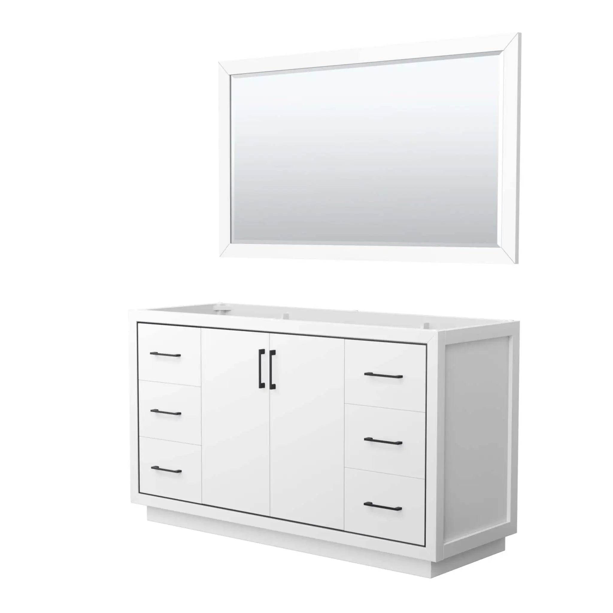 60" Icon Single Bathroom Vanity in White with Matte Black Trim & 58" Mirror by Wyndham