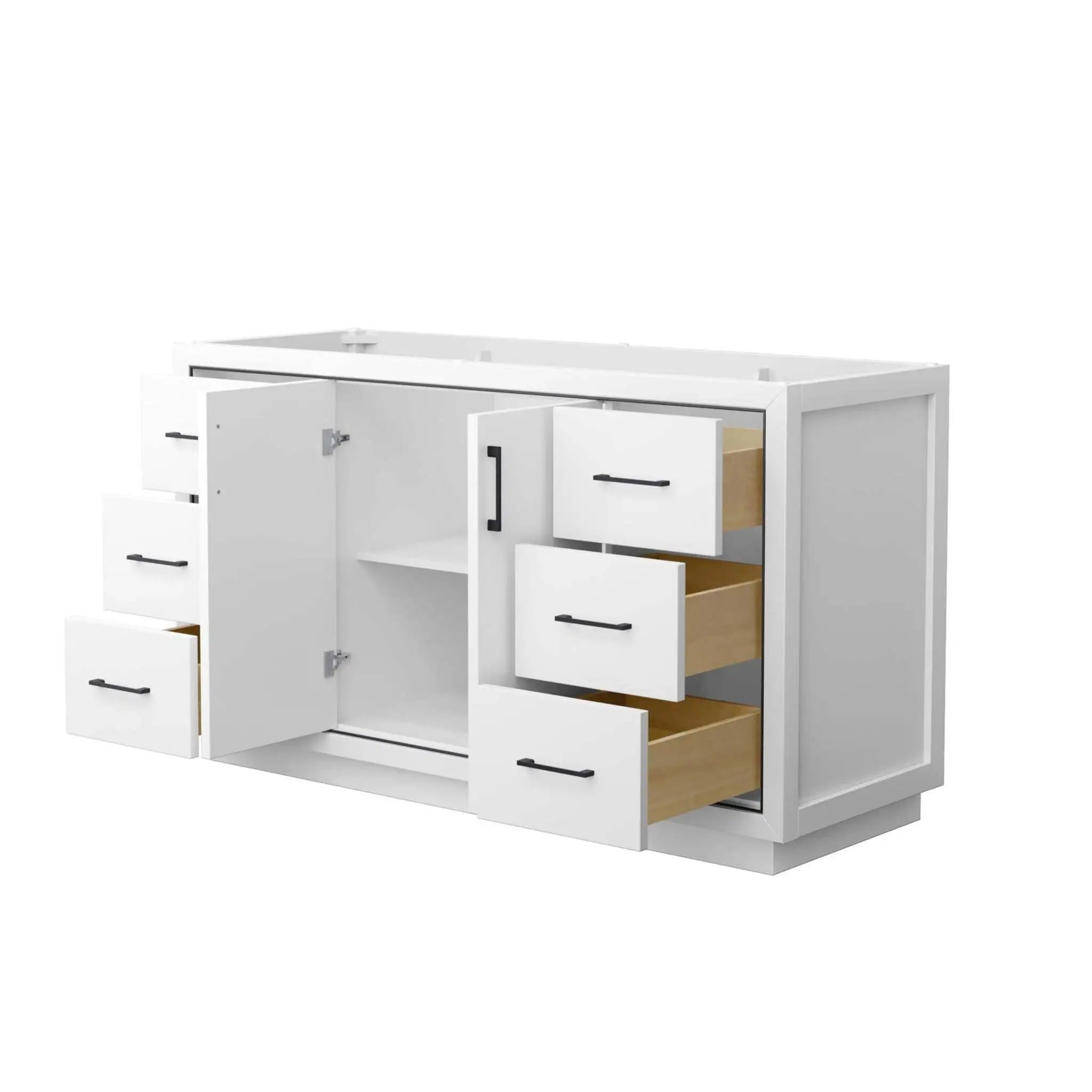 60" Icon Single Bathroom Vanity in White with Matte Black Trim by Wyndham