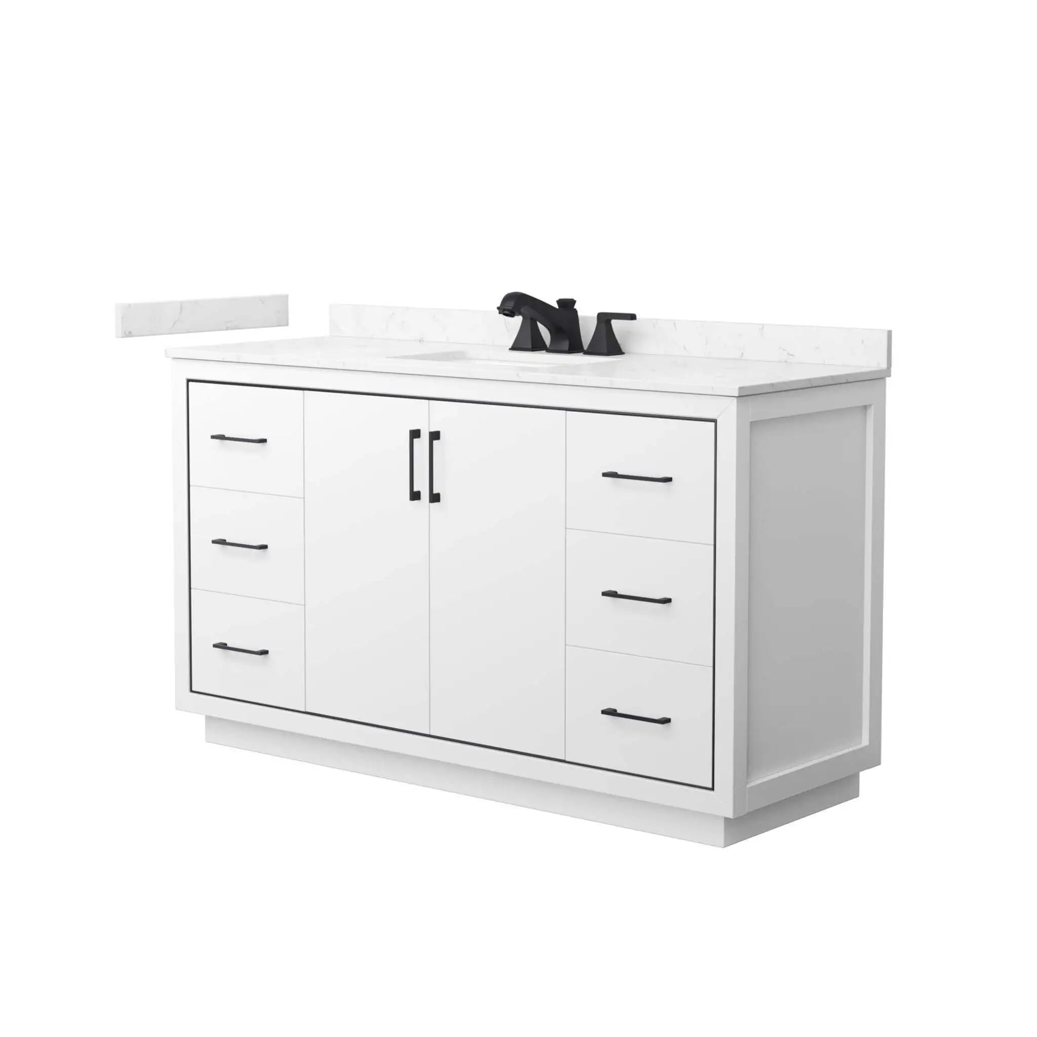 60" Icon Single Bathroom Vanity in White with Matte Black Trim by Wyndham