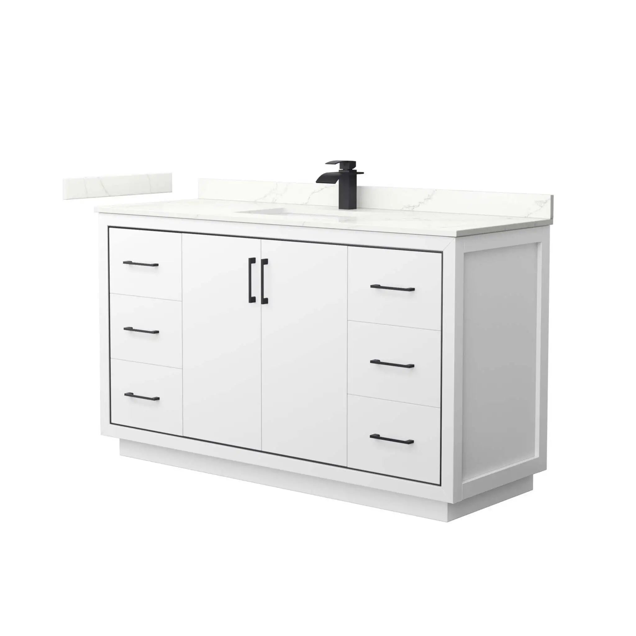 60" Icon Single Bathroom Vanity in White with Matte Black Trim by Wyndham