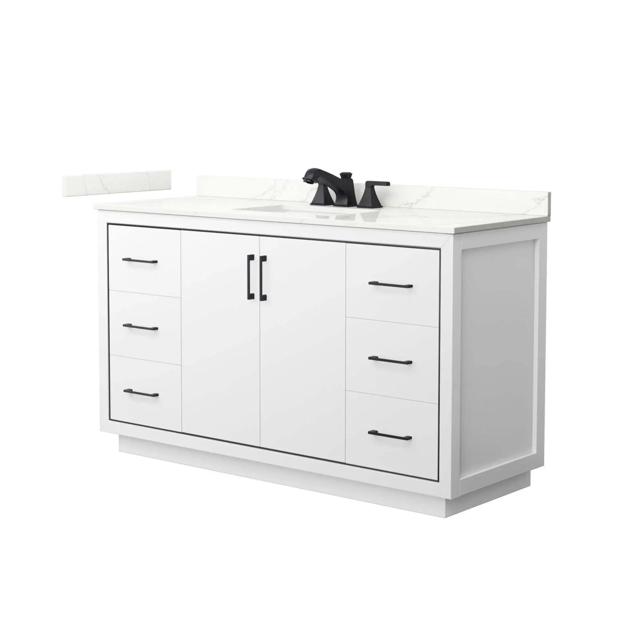 60" Icon Single Bathroom Vanity in White with Matte Black Trim by Wyndham