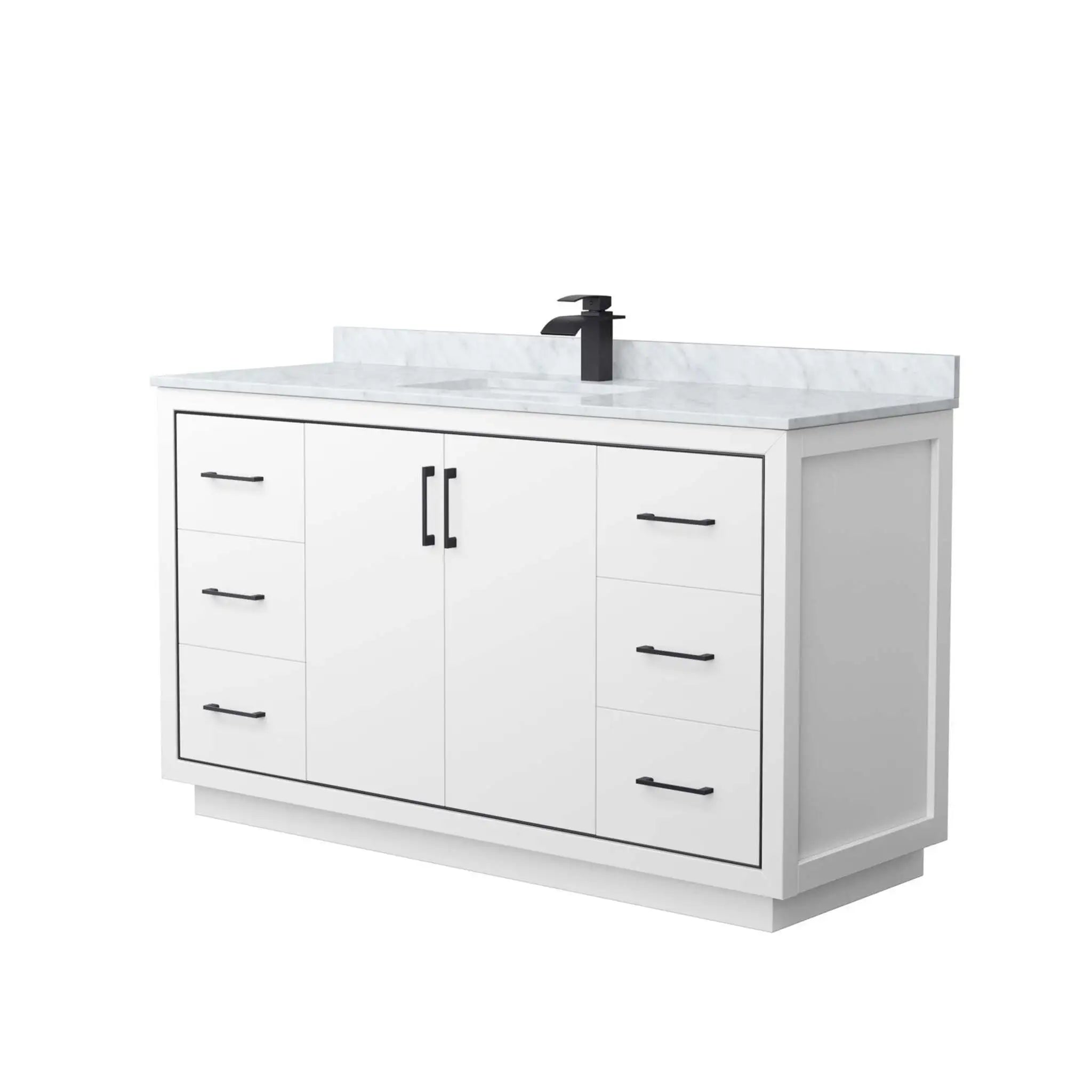 60" Icon Single Bathroom Vanity in White with Matte Black Trim by Wyndham