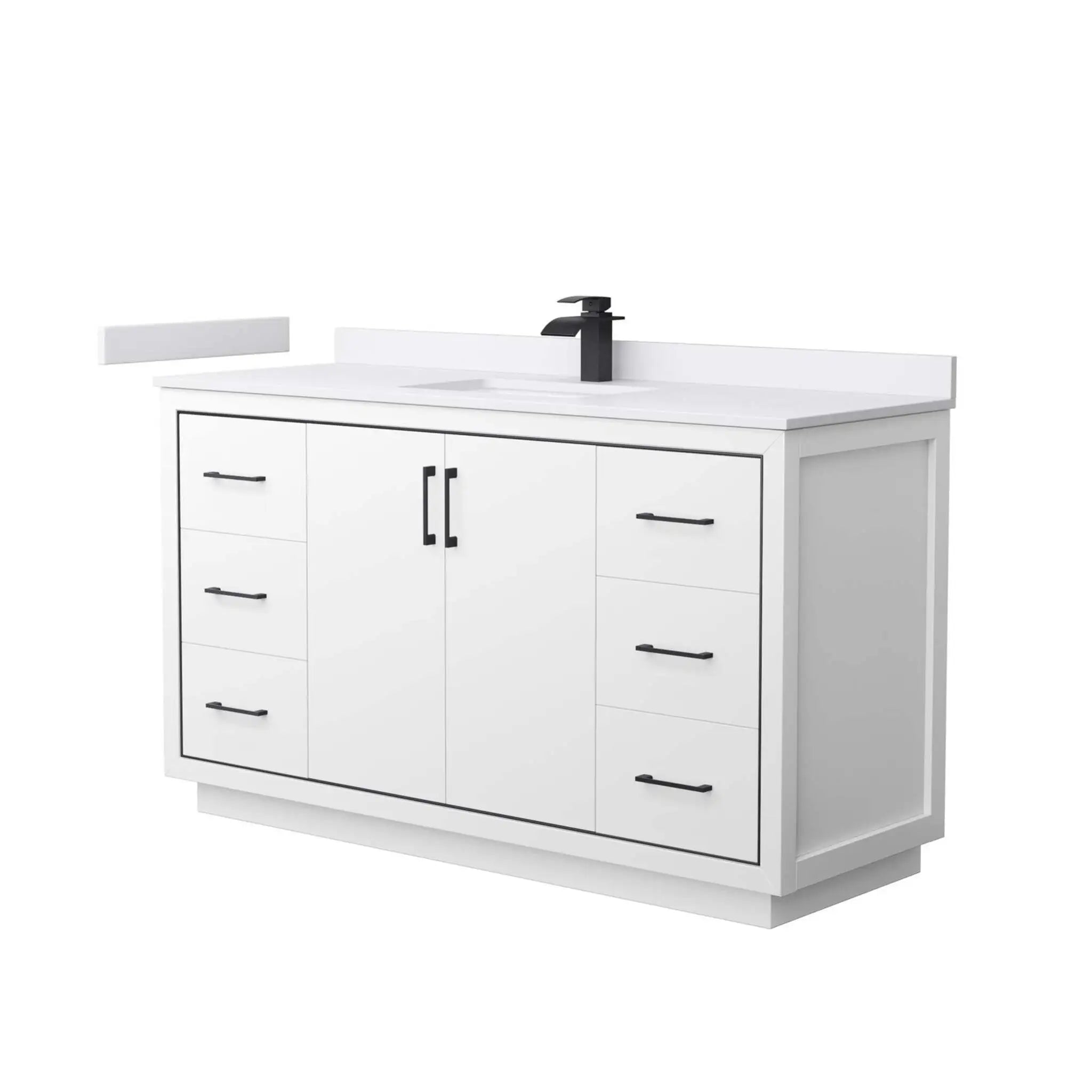 60" Icon Single Bathroom Vanity in White with Matte Black Trim by Wyndham