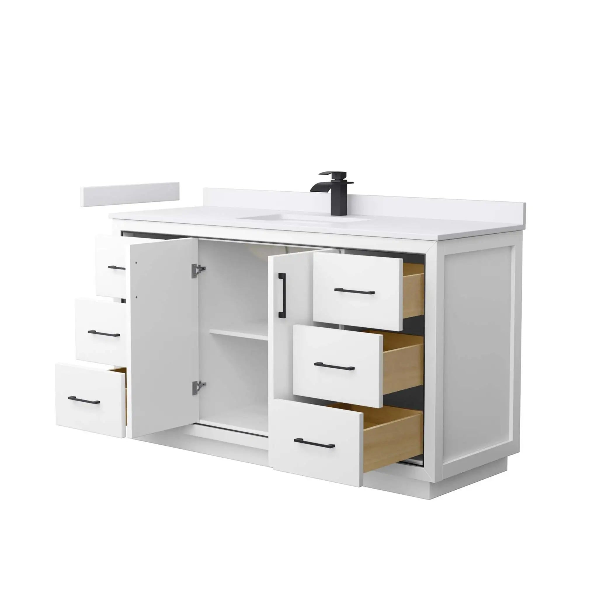 60" Icon Single Bathroom Vanity in White with Matte Black Trim by Wyndham