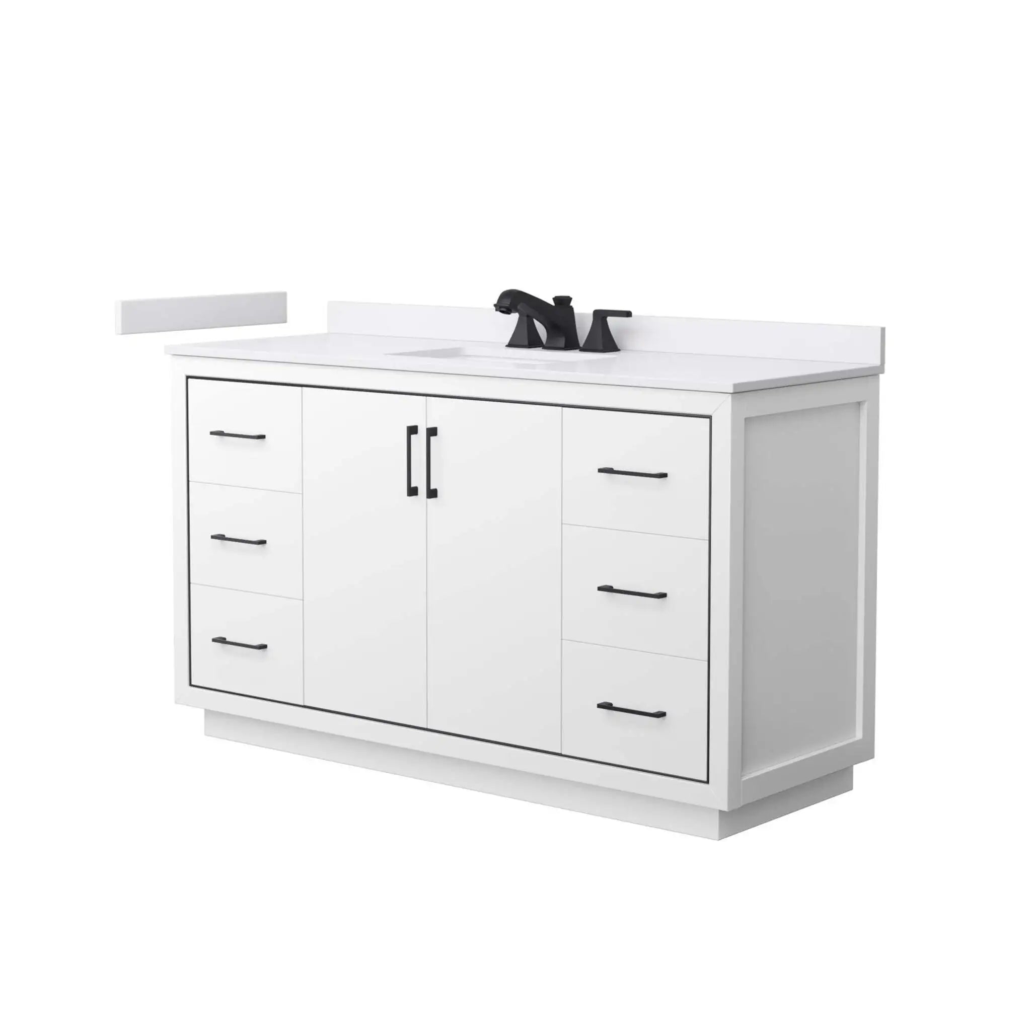 60" Icon Single Bathroom Vanity in White with Matte Black Trim by Wyndham