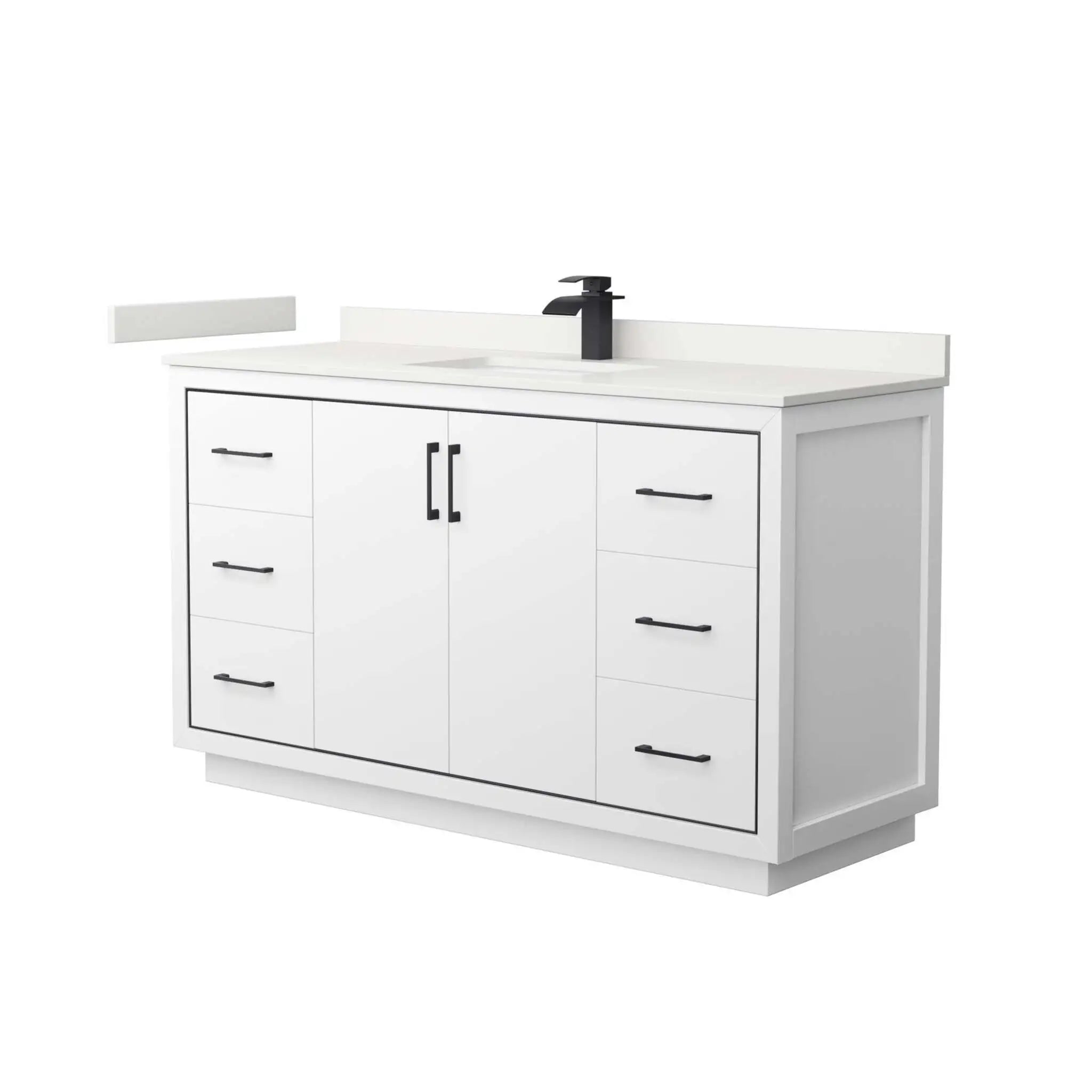 60" Icon Single Bathroom Vanity in White with Matte Black Trim by Wyndham