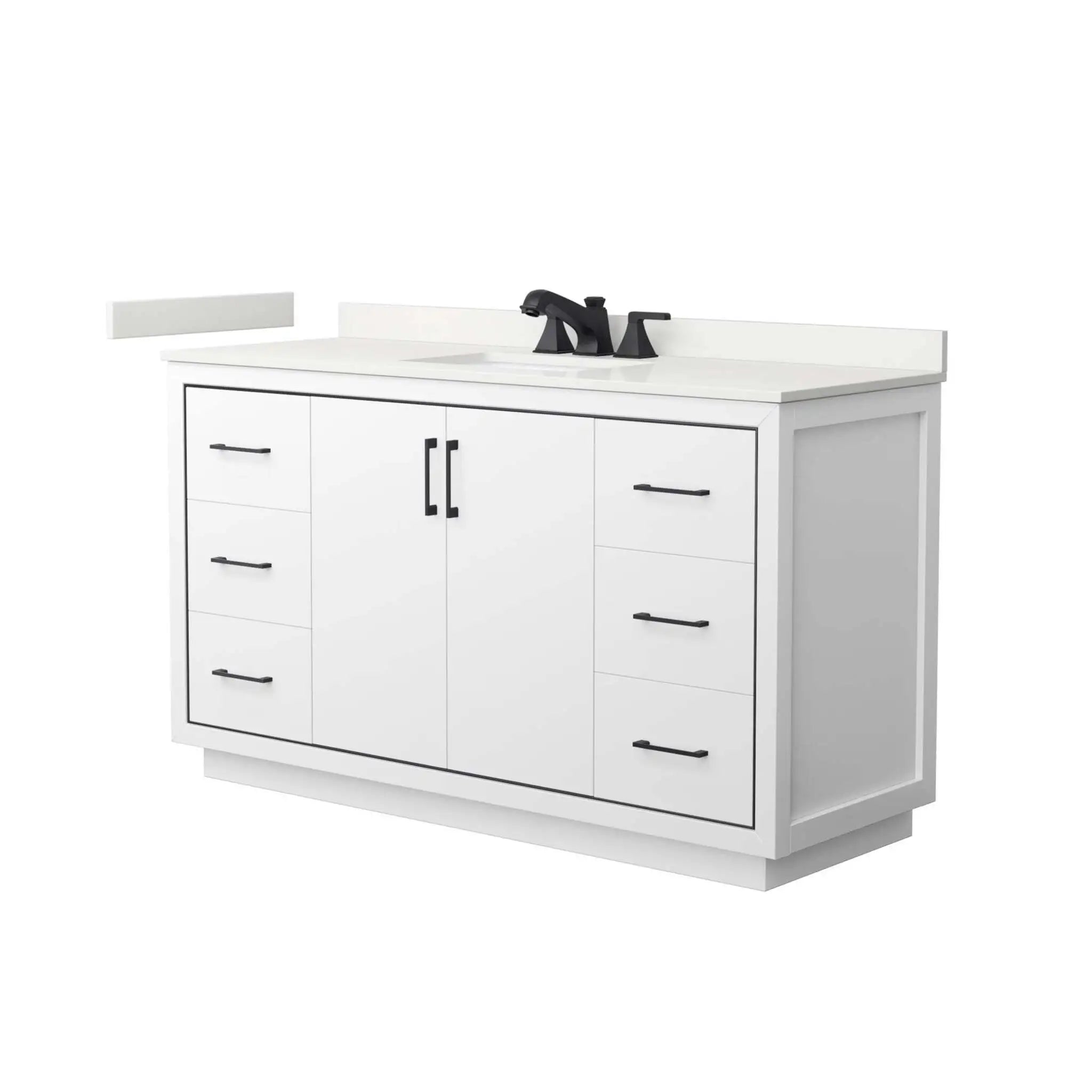 60" Icon Single Bathroom Vanity in White with Matte Black Trim by Wyndham