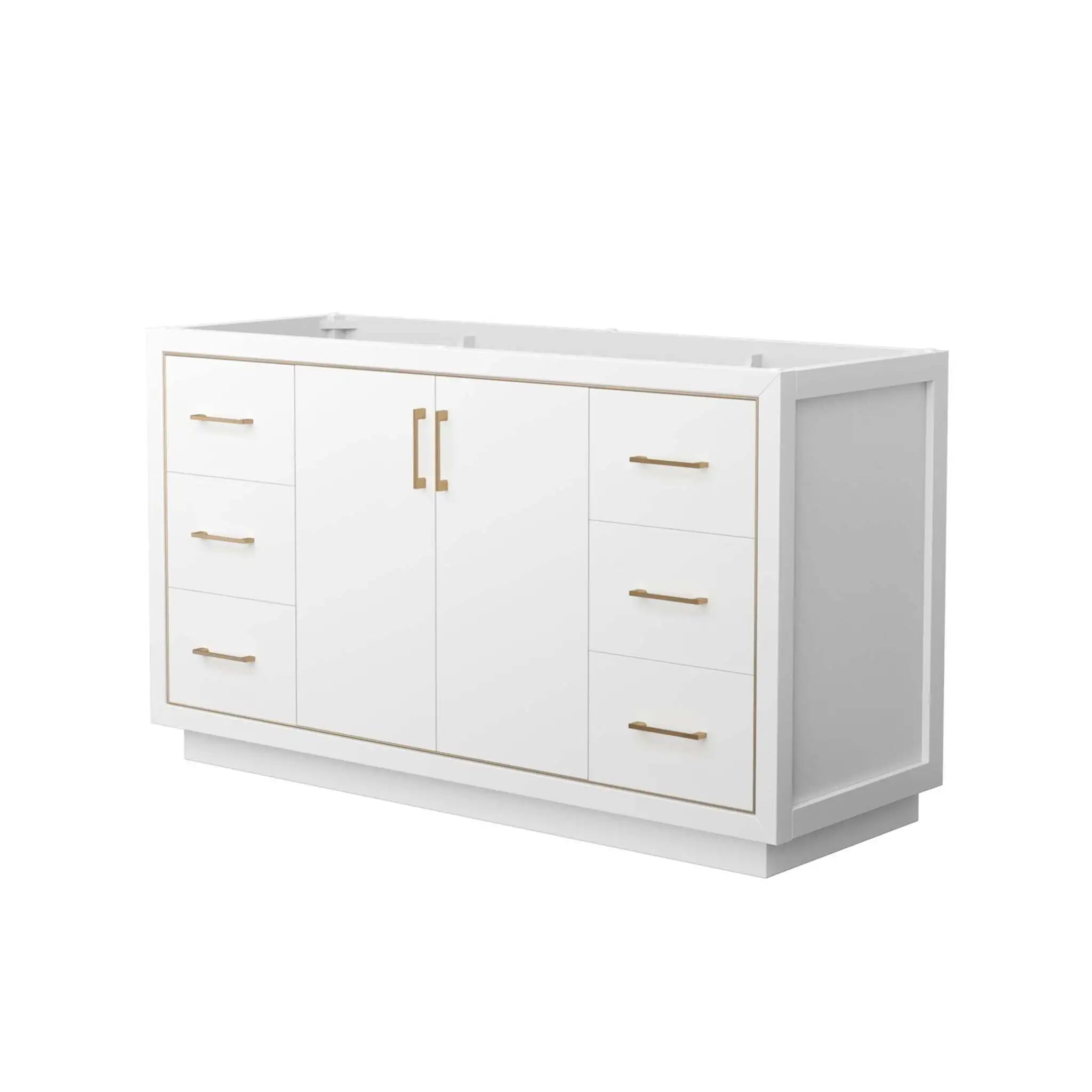 60" Icon Single Bathroom Vanity in White with Satin Bronze Trim by Wyndham