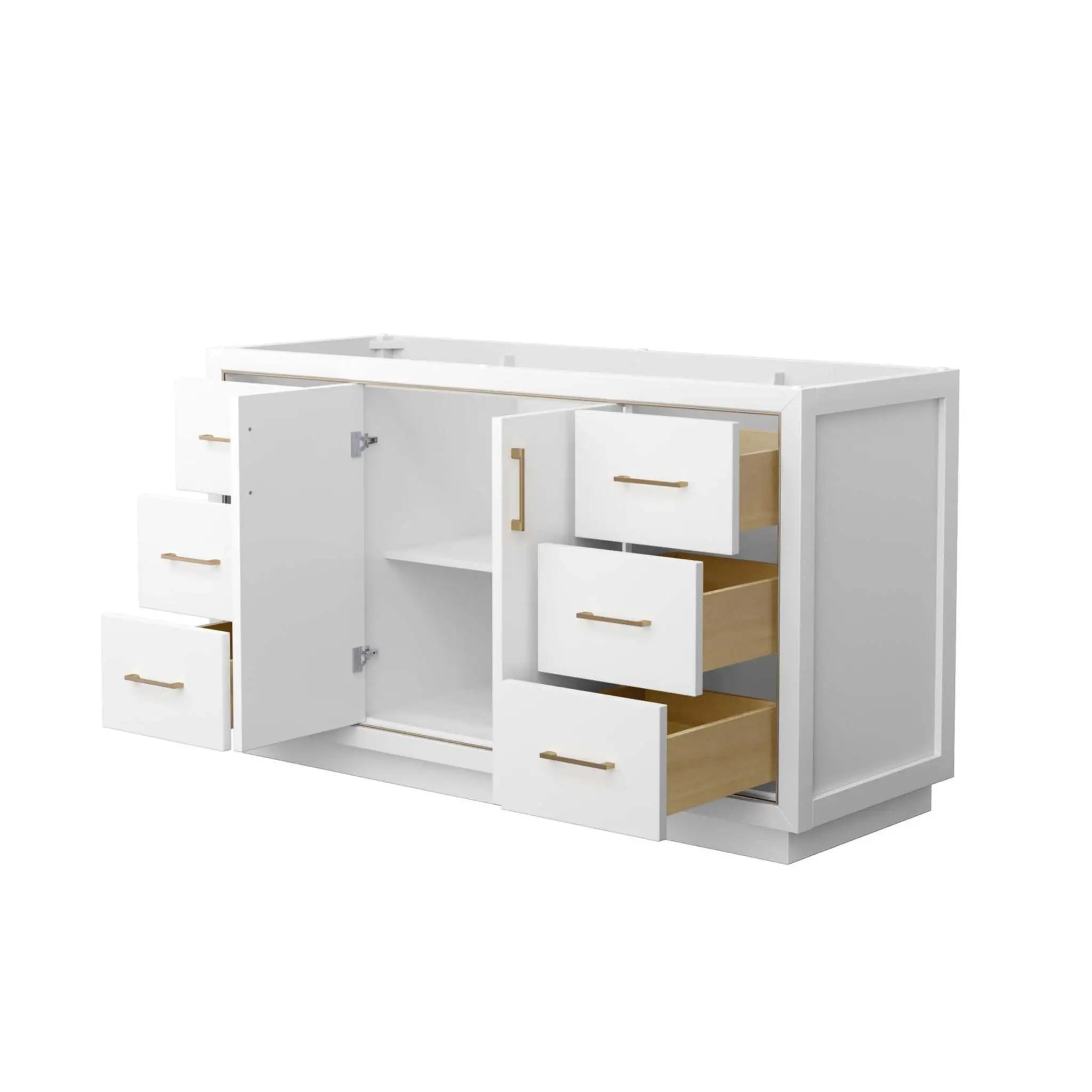 60" Icon Single Bathroom Vanity in White with Satin Bronze Trim by Wyndham
