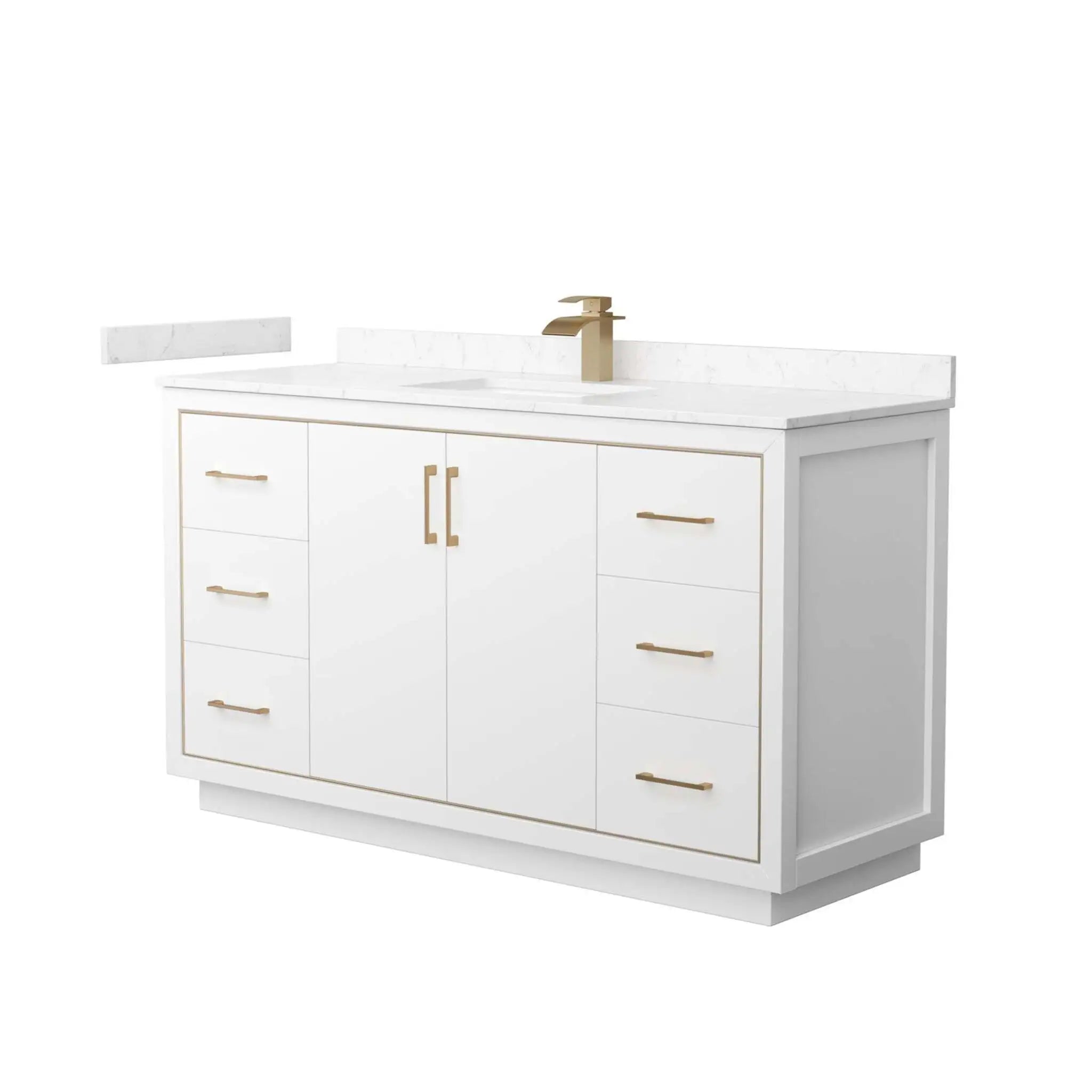 60" Icon Single Bathroom Vanity in White with Satin Bronze Trim by Wyndham