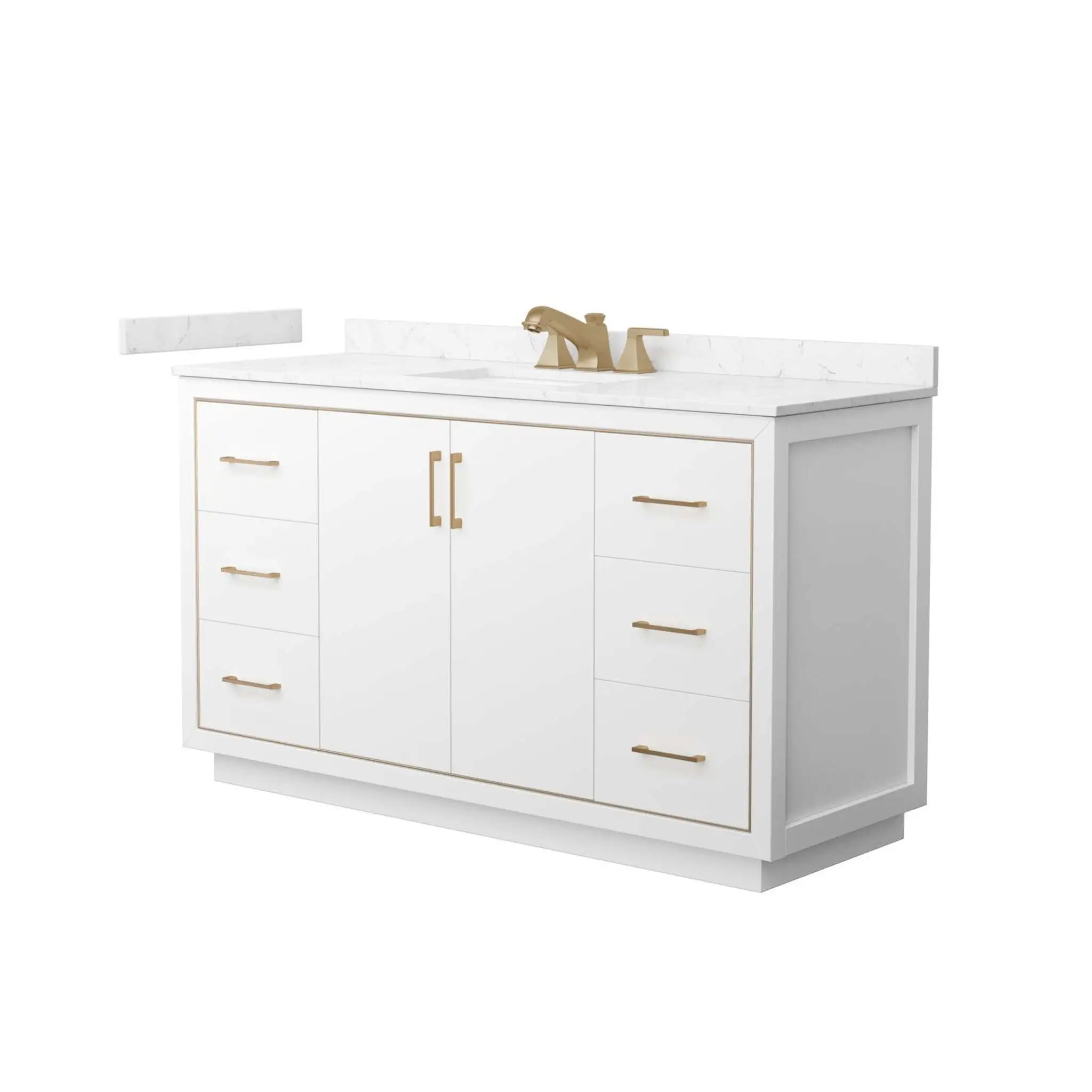 60" Icon Single Bathroom Vanity in White with Satin Bronze Trim by Wyndham