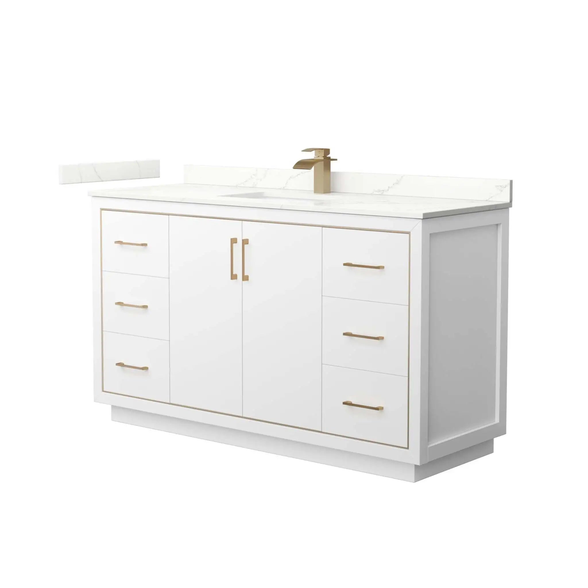 60" Icon Single Bathroom Vanity in White with Satin Bronze Trim by Wyndham
