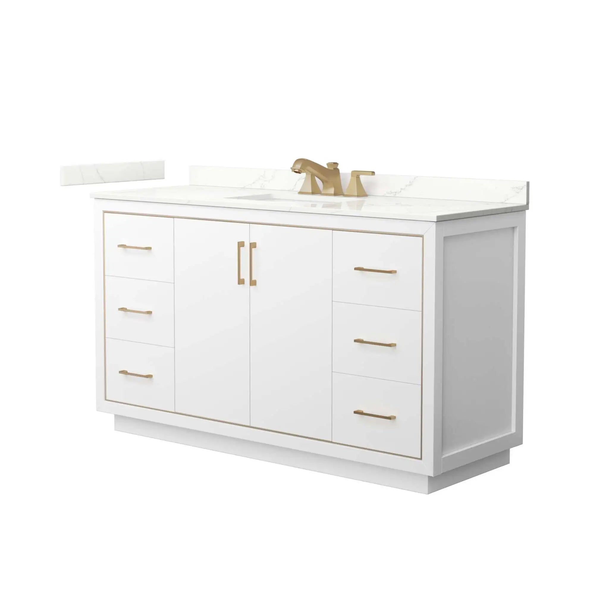 60" Icon Single Bathroom Vanity in White with Satin Bronze Trim by Wyndham