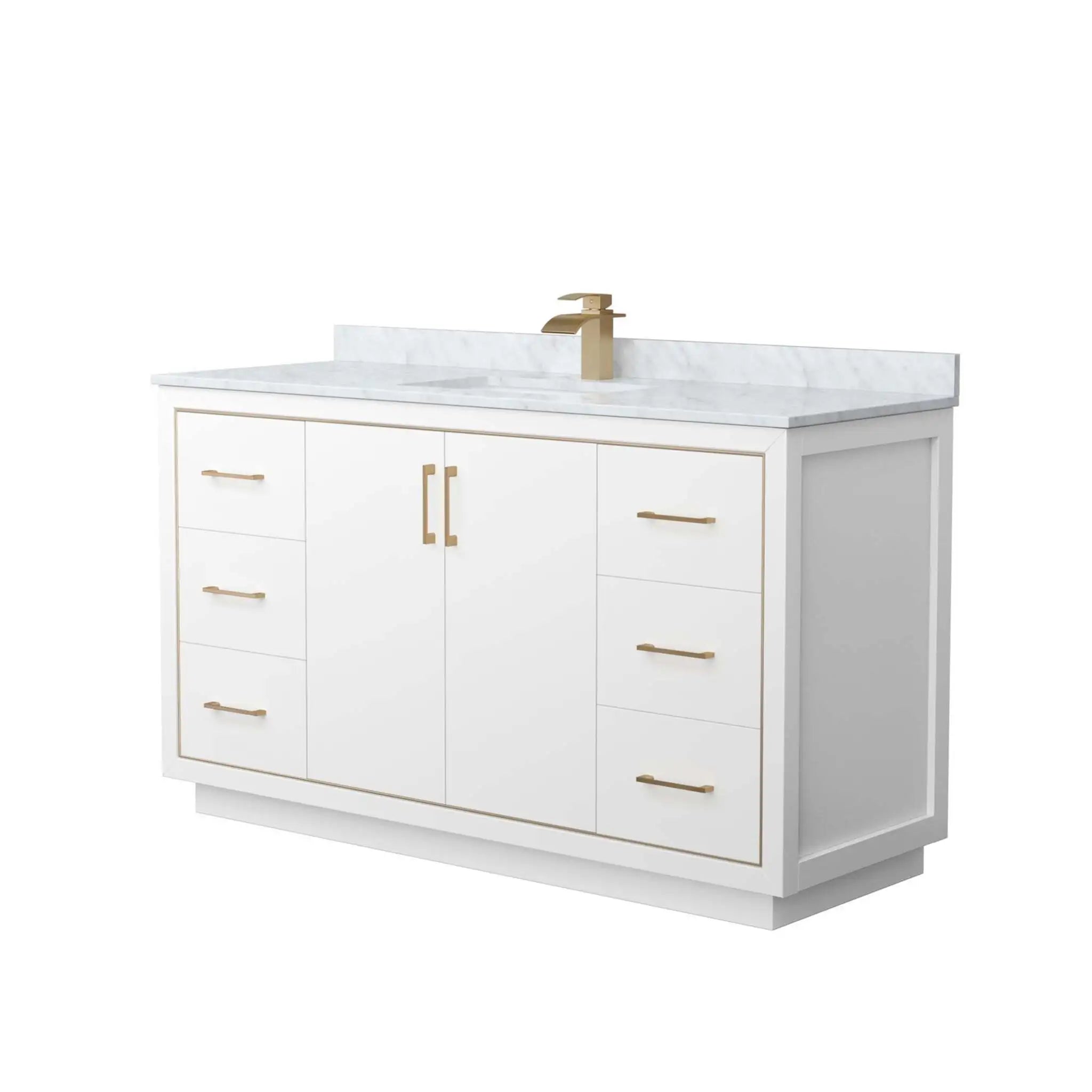 60" Icon Single Bathroom Vanity in White with Satin Bronze Trim by Wyndham