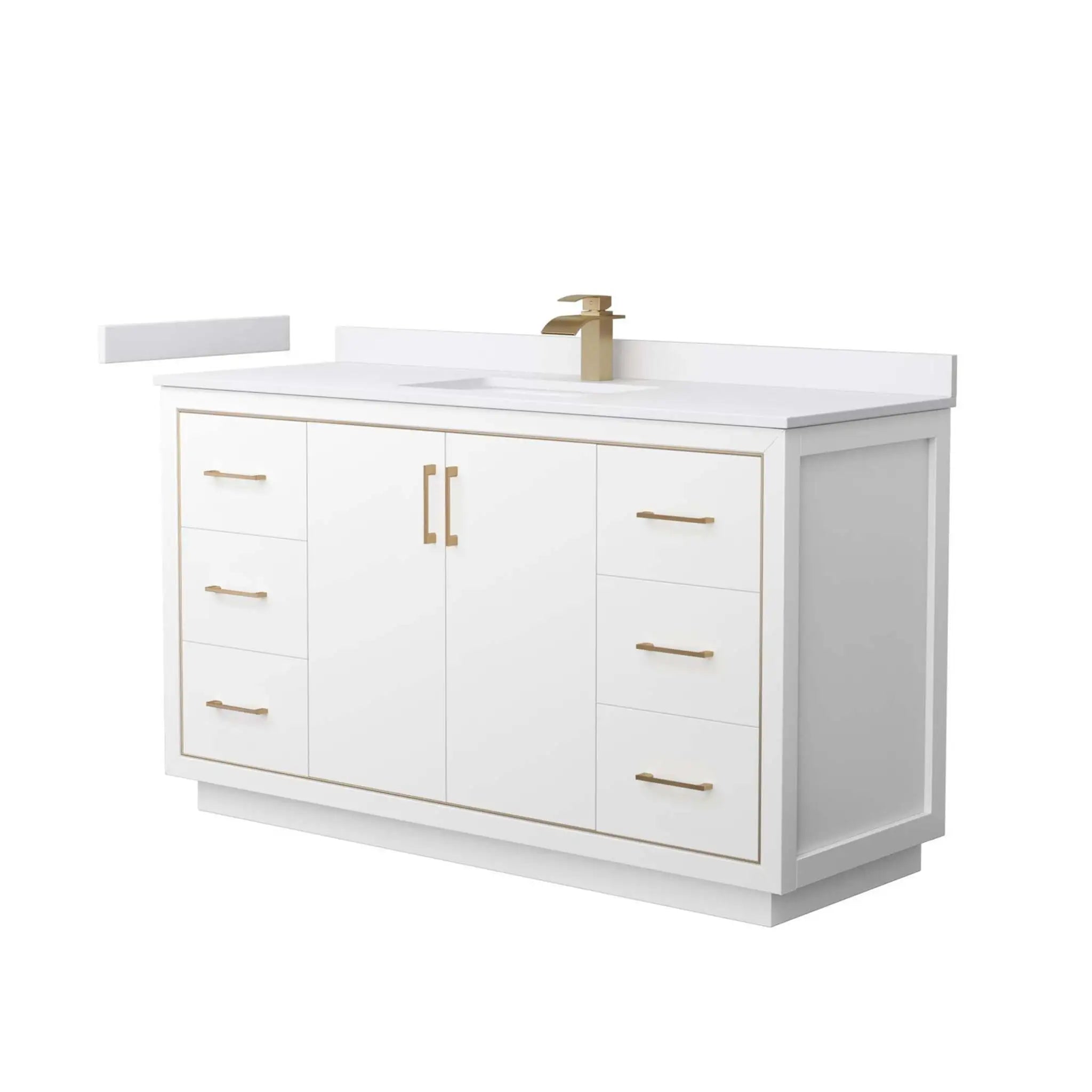60" Icon Single Bathroom Vanity in White with Satin Bronze Trim by Wyndham