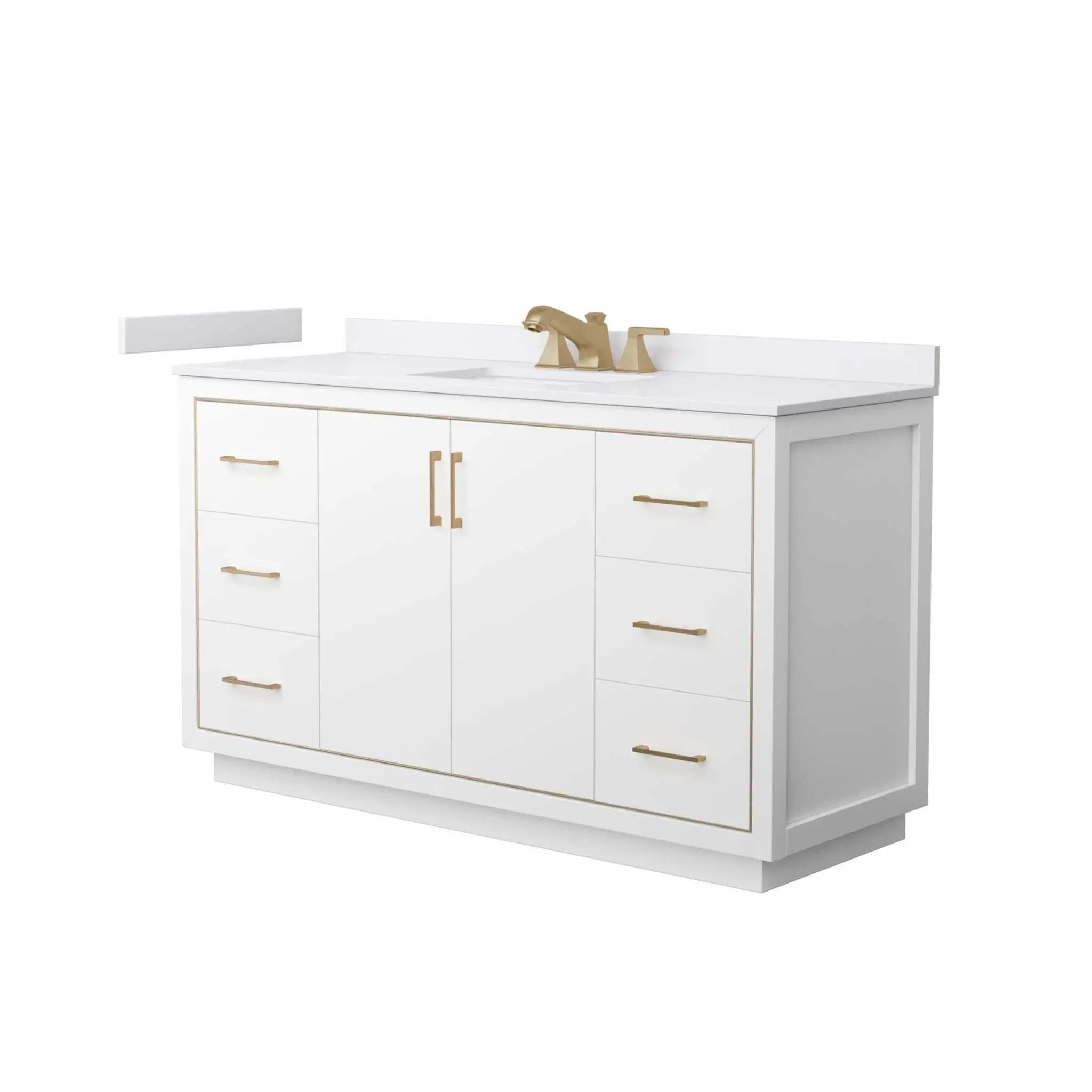 60" Icon Single Bathroom Vanity in White with Satin Bronze Trim by Wyndham