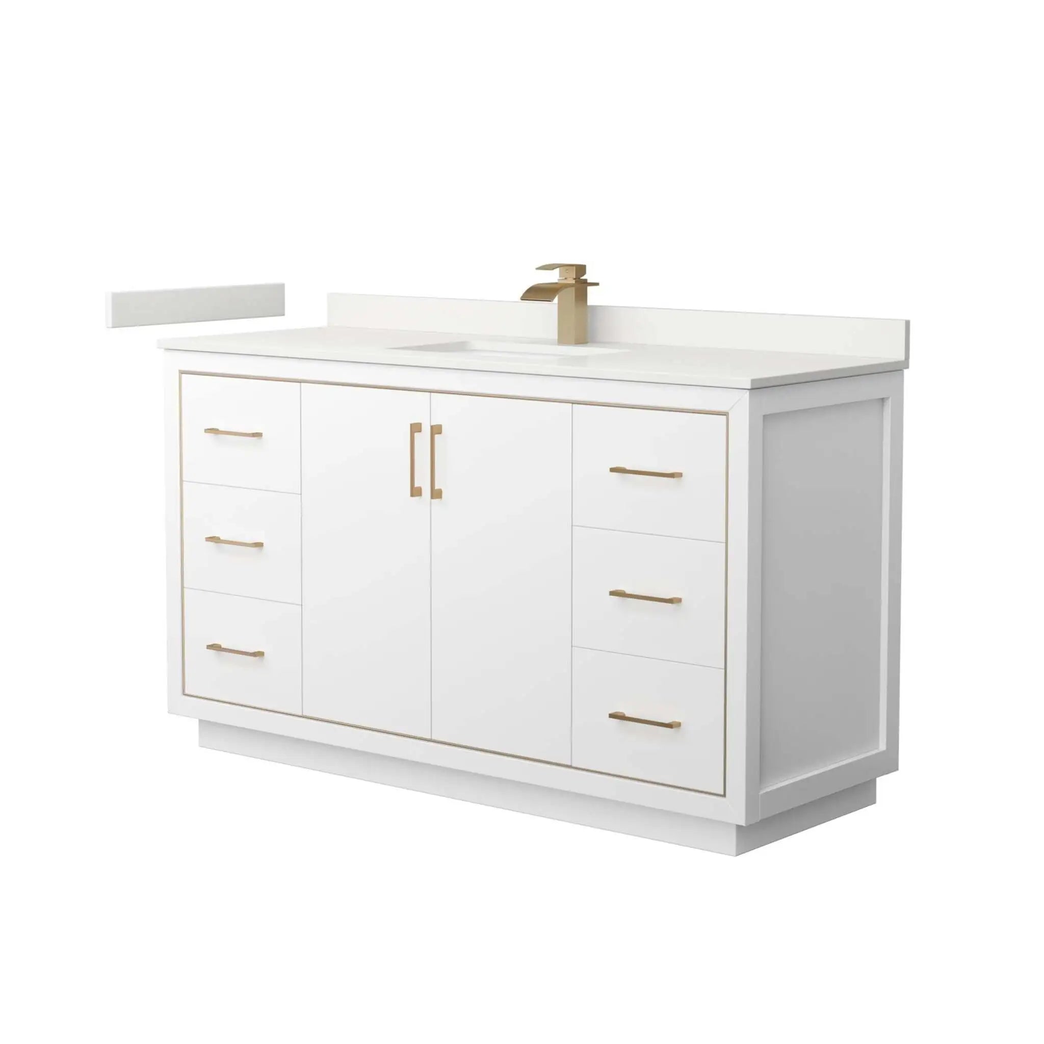 60" Icon Single Bathroom Vanity in White with Satin Bronze Trim by Wyndham