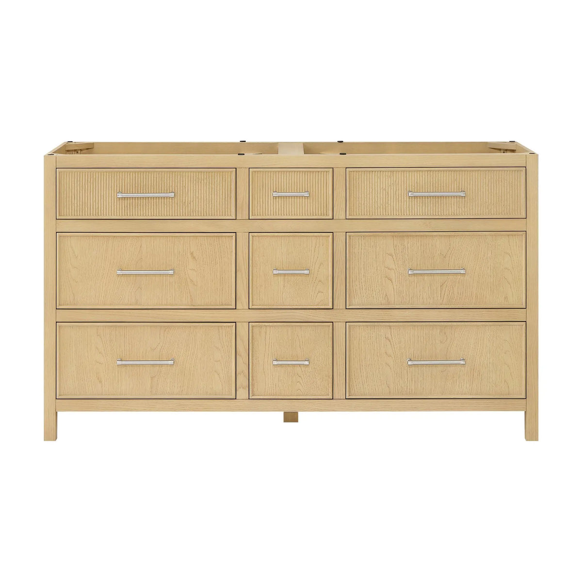 60" Isola Double Bathroom Vanity Scandinavian Oak Brushed Nickel Trim by wyndham View 17