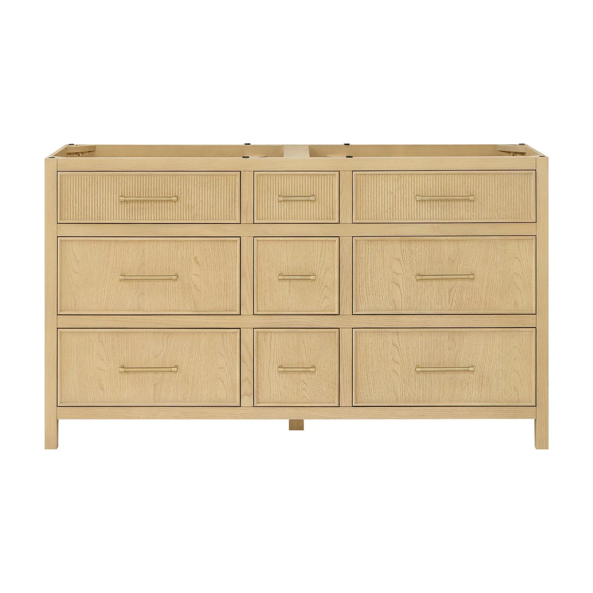 60" Isola Double Bathroom Vanity Scandinavian Oak Satin Bronze Trim by wyndham View 17