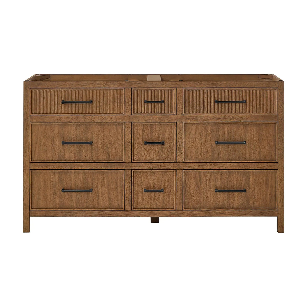 60" Isola Double Bathroom Vanity Toasted Walnut Matte Black Trim by wyndham View 17