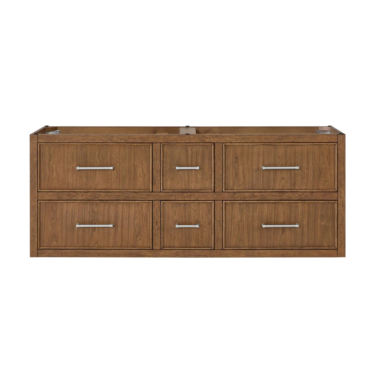 60" Isola Double Wall Mounted Bathroom Vanity Toasted Walnut Brushed Nickel Trim by wyndham View 17