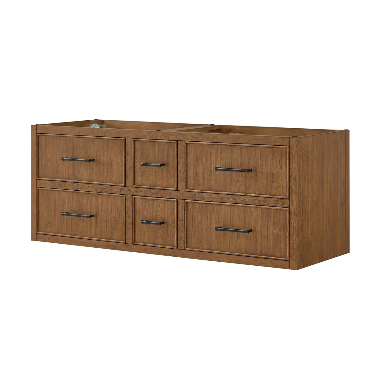 60" Isola Double Wall Mounted Bathroom Vanity Toasted Walnut Matte Black Trim by wyndham View 20