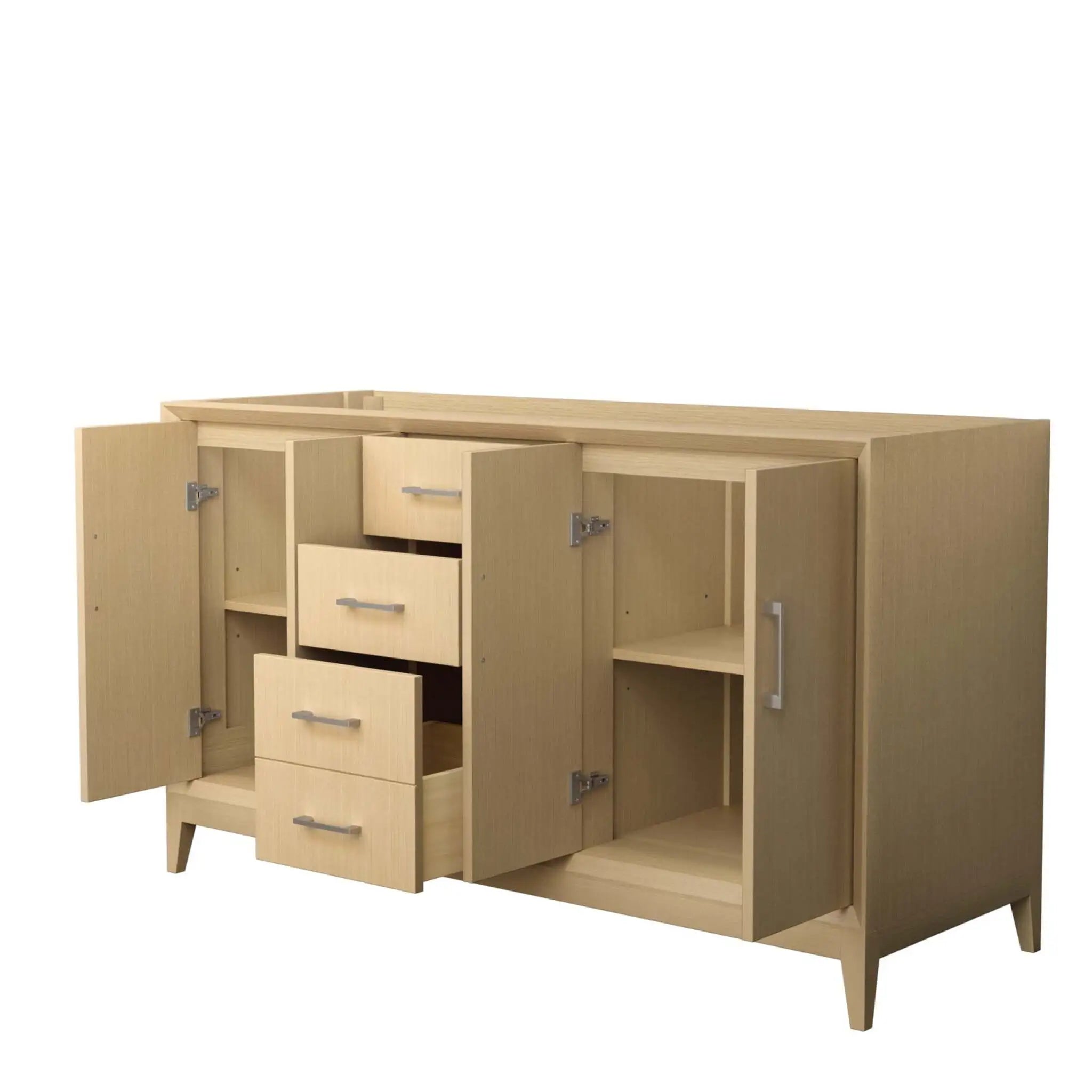 60" Janna Double Bathroom Vanity in White Oak with Brushed Nickel Trim by Wyndham