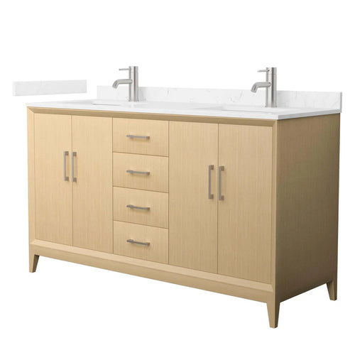 60" Janna Double Bathroom Vanity in White Oak with Brushed Nickel Trim by Wyndham