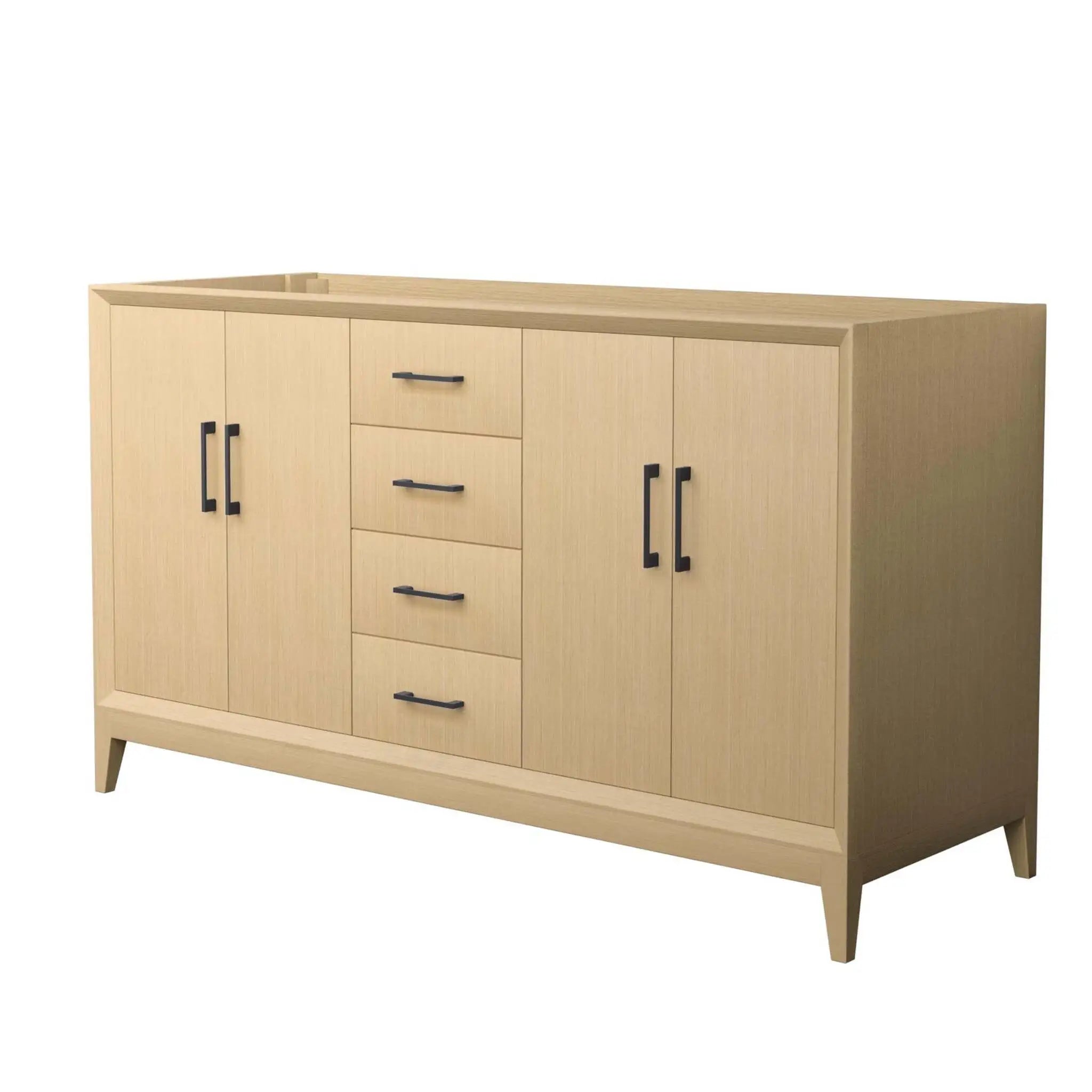 60" Janna Double Bathroom Vanity in White Oak with Matte Black Trim by Wyndham