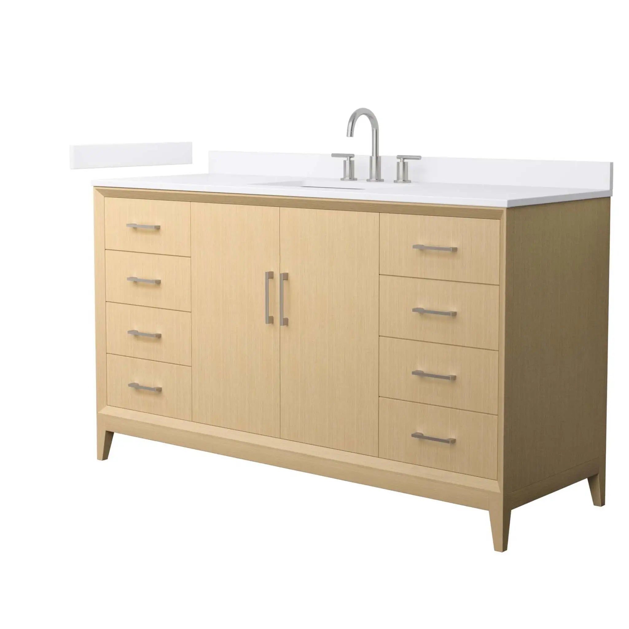 60" Janna Single Bathroom Vanity in White Oak with Brushed Nickel Trim by Wyndham