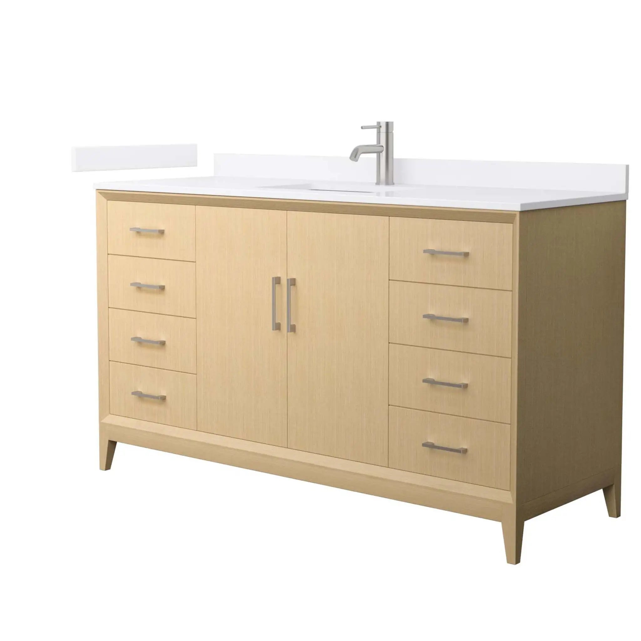 60" Janna Single Bathroom Vanity in White Oak with Brushed Nickel Trim by Wyndham