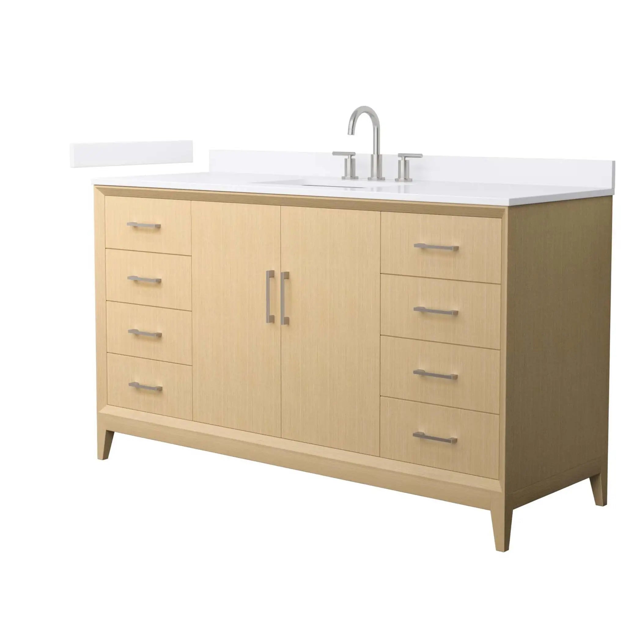 60" Janna Single Bathroom Vanity in White Oak with Brushed Nickel Trim by Wyndham