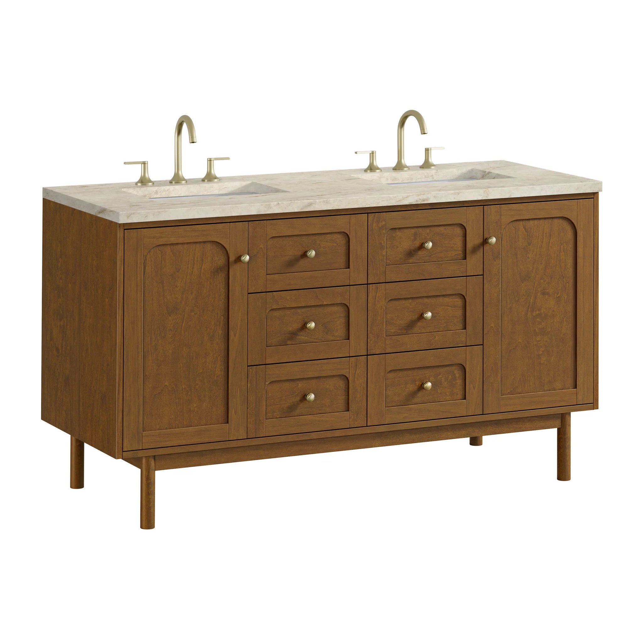 60" Laurent Double Vanity in Honey Oak w/FreePower Wireless Charger by James Martin Vanities-Tajnar Eclos 17