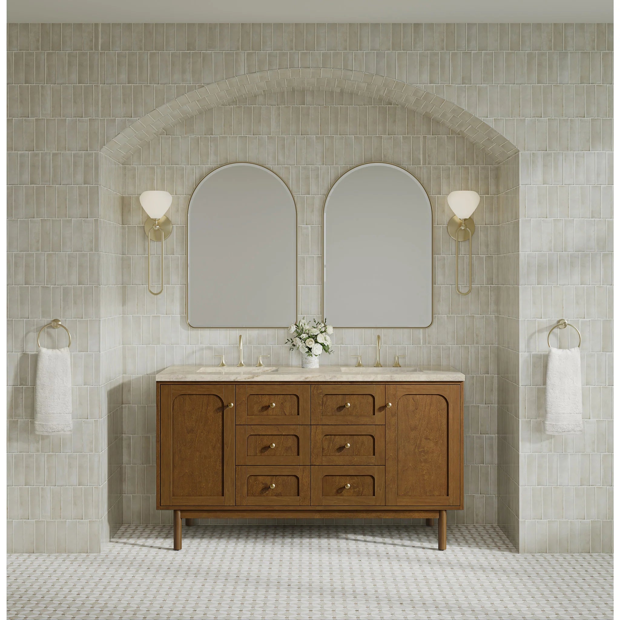 60" Laurent Double Vanity in Honey Oak w/FreePower Wireless Charger by James Martin Vanities-Tajnar Eclos 2