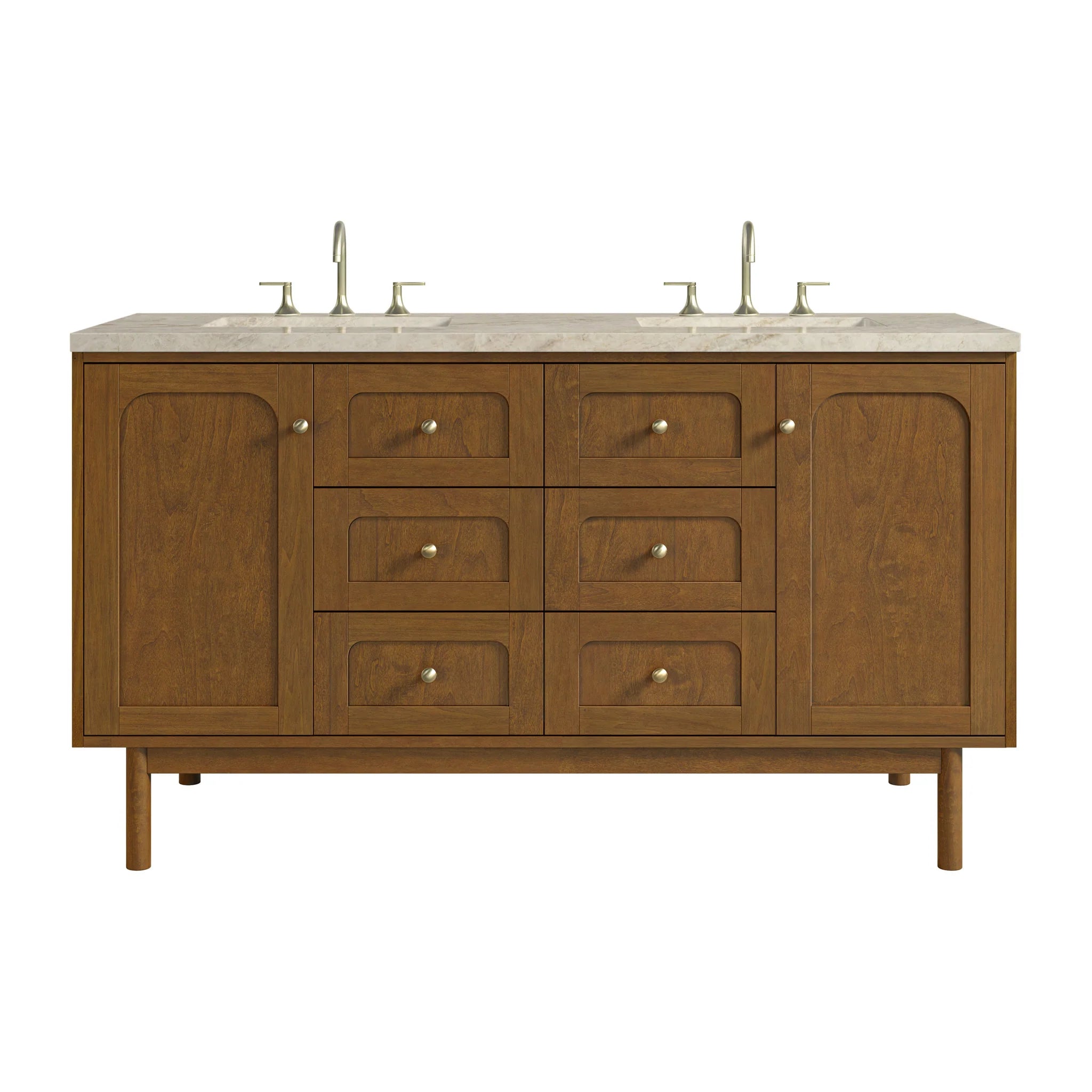 60" Laurent Double Vanity in Honey Oak w/FreePower Wireless Charger by James Martin Vanities-Tajnar Eclos 