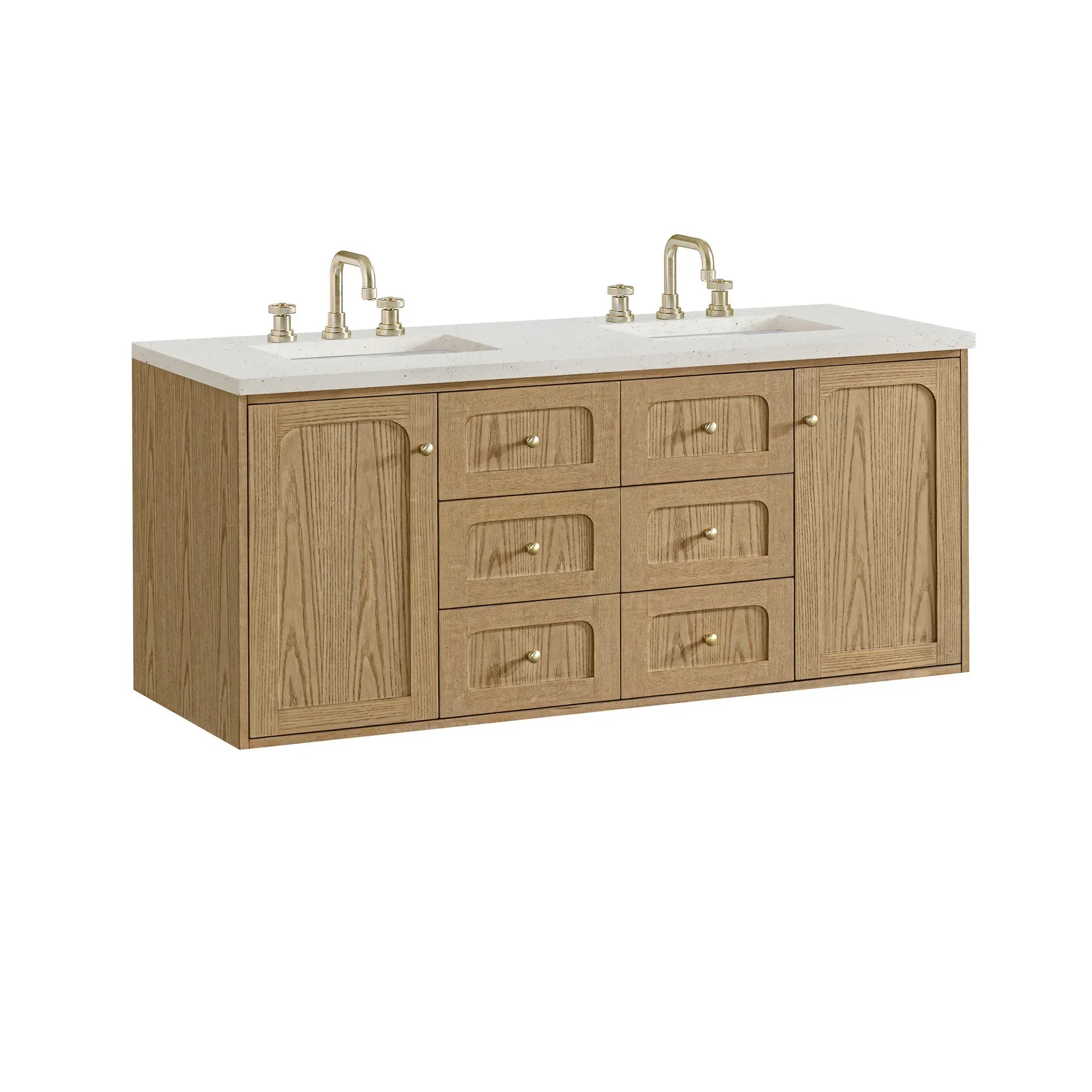 60" Laurent Double Vanity in Light Natural Oak-Lime Delight Silestone-8" Widespread image 15