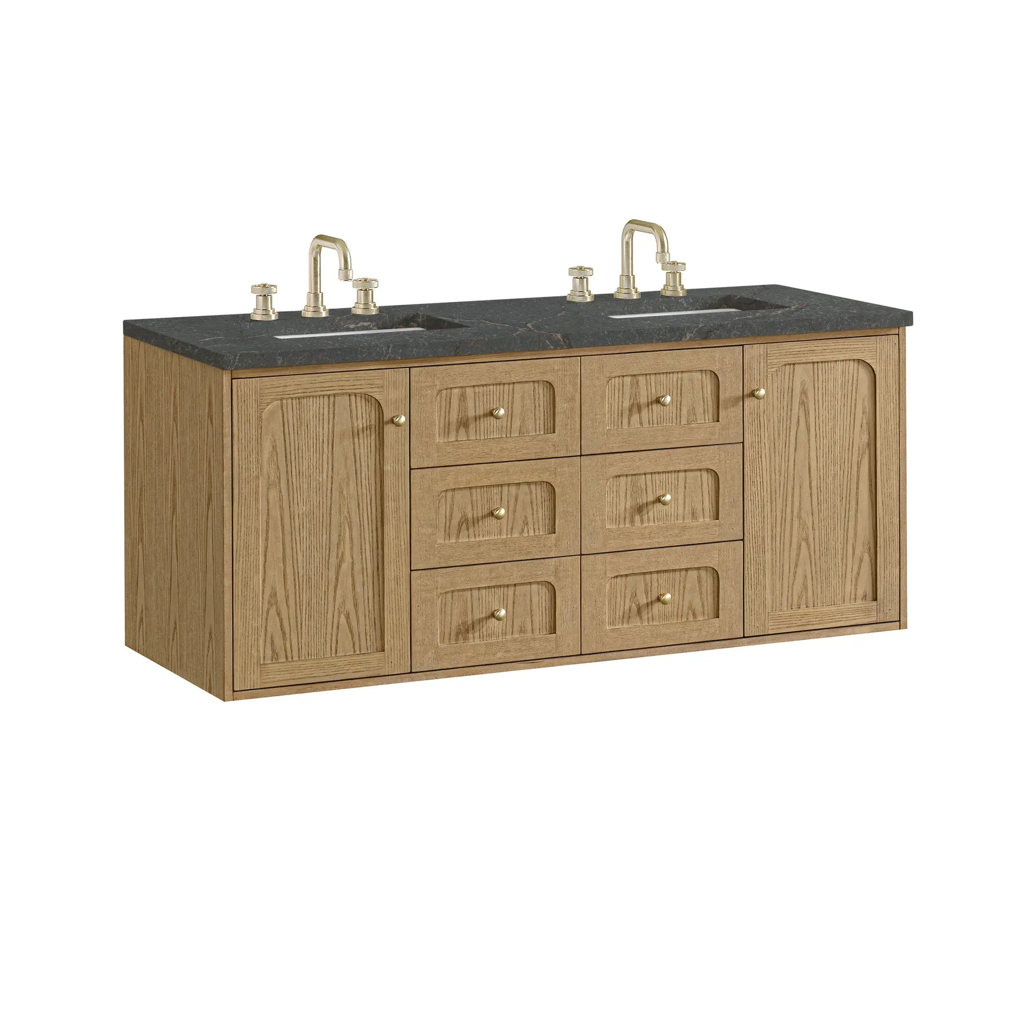 60" Laurent Double Vanity in Light Natural Oak-Parisien Bleu Silestone-8" Widespread image 15